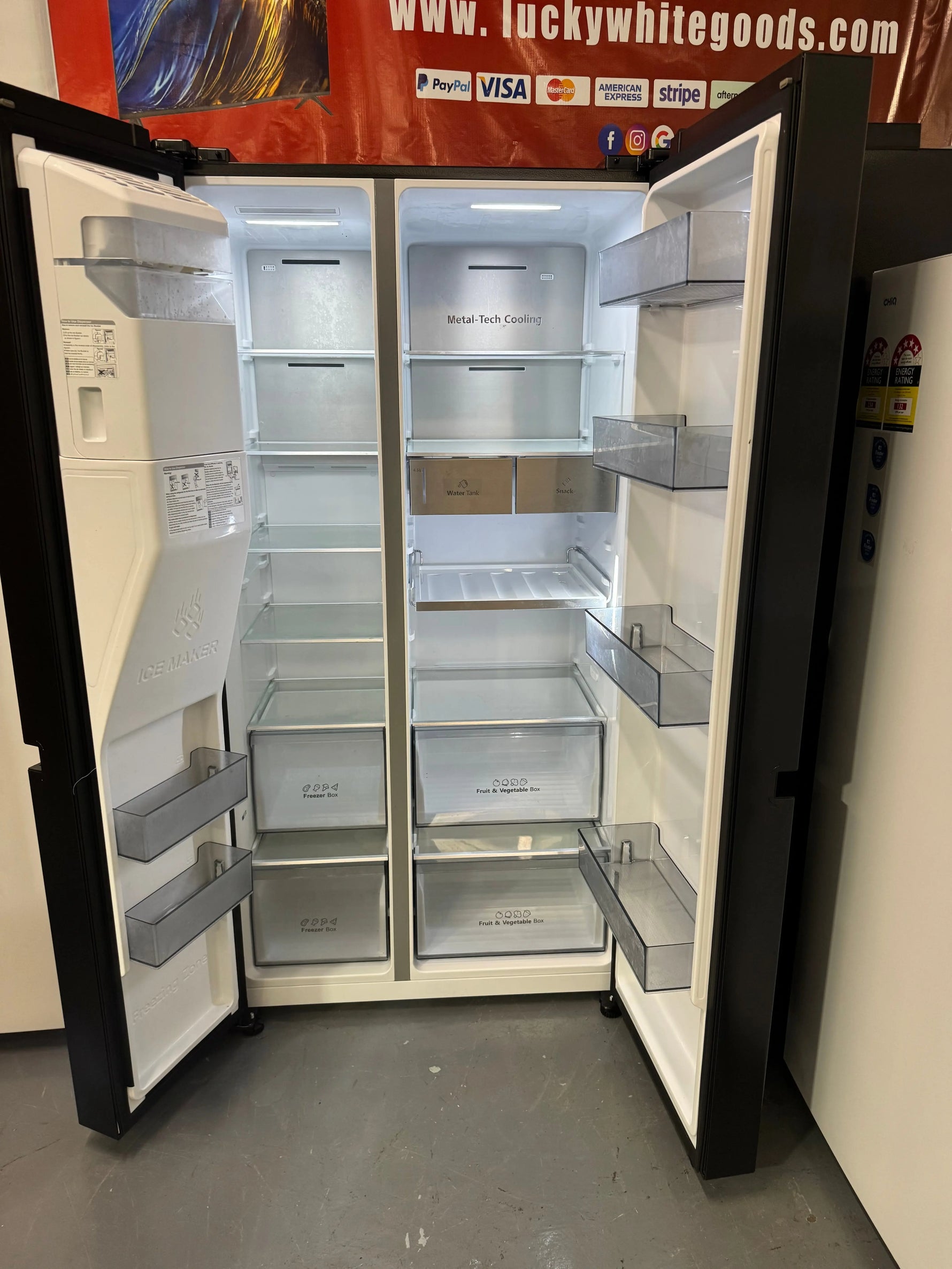 Refurbished Hisense 632L Side By Side Refrigerator HRSBS633BW