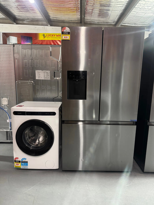 Refurbished Hisense 634L French Door Fridge with Plumbed Water Black Stainless Steel HRFD634BW And CHIQ 8kg Washing Machine Combo | SYDNEY