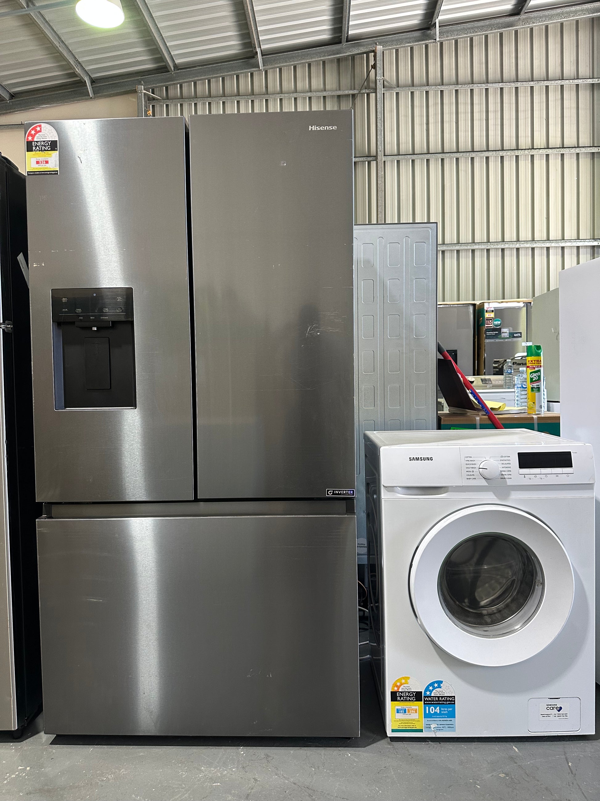 Refurbished Hisense 634L refrigerator and Samsung 8.5 KG washer | BRISBANE