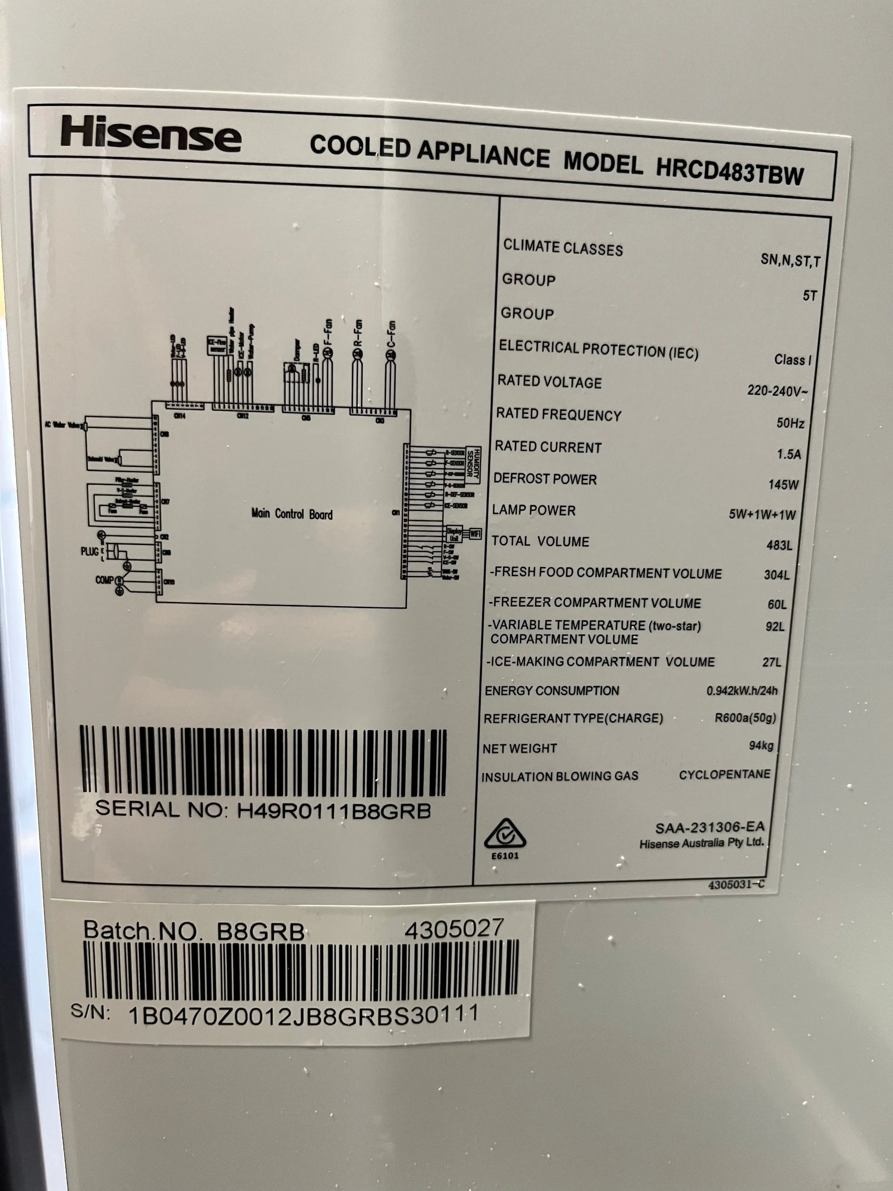 Refurbished Hisense HRCD483TBW 483L French Door Refrigerator | ALEXANDRIA