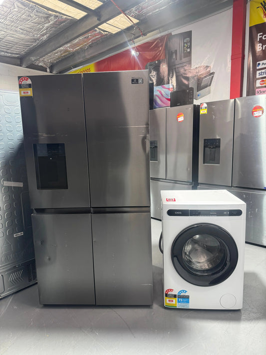 Refurbished Hisense HRCD640TBW 640L French Door Fridge (Dark Stainless Steel) And CHIQ 8kg Washing Machine Combo | SYDNEY