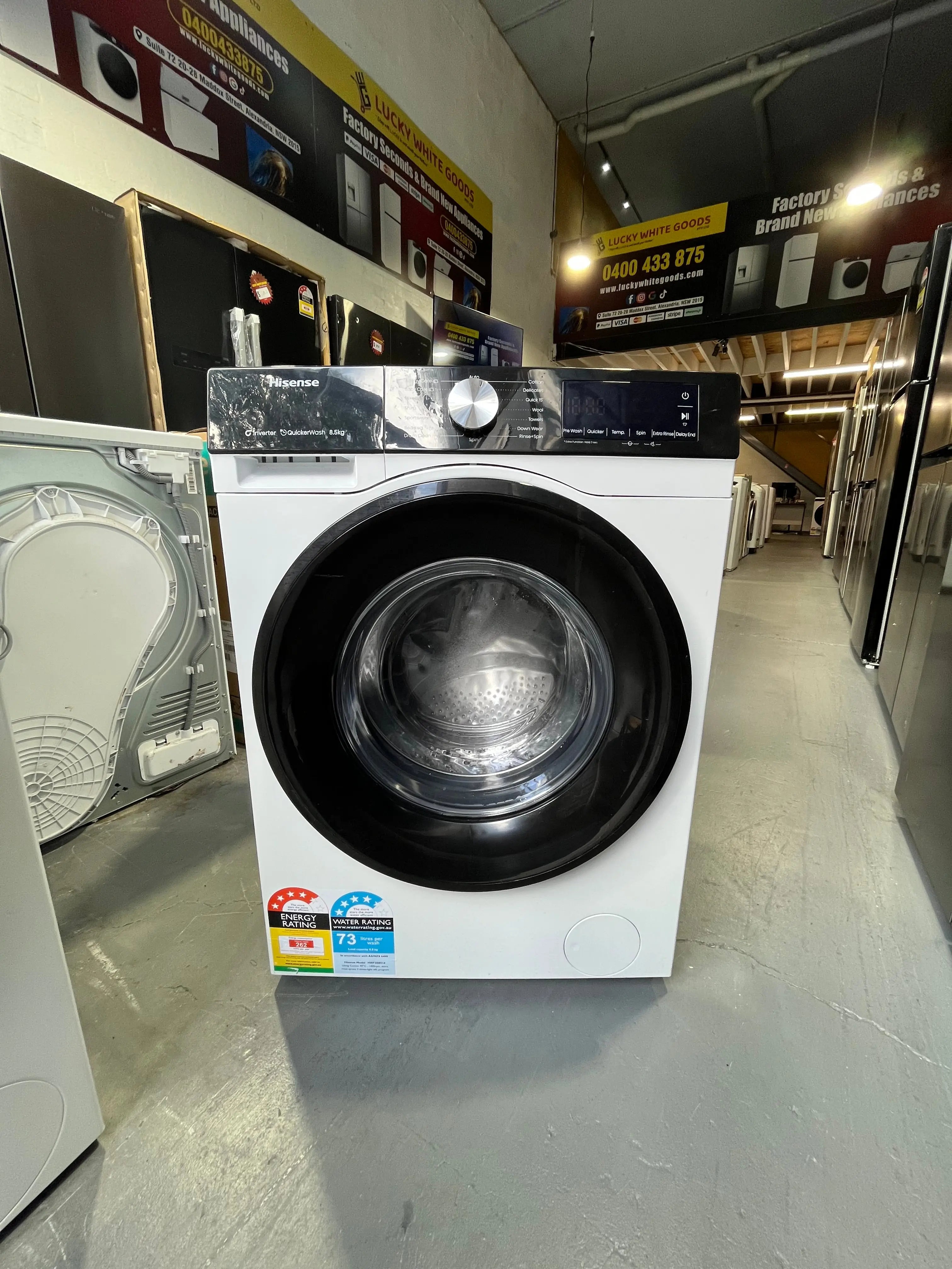 Refurbished Hisense HWF3S8514 8.5kg Front Load Washing Machine – 1400 RPM, Steam Function, Energy Efficient | ALEXANDRIA