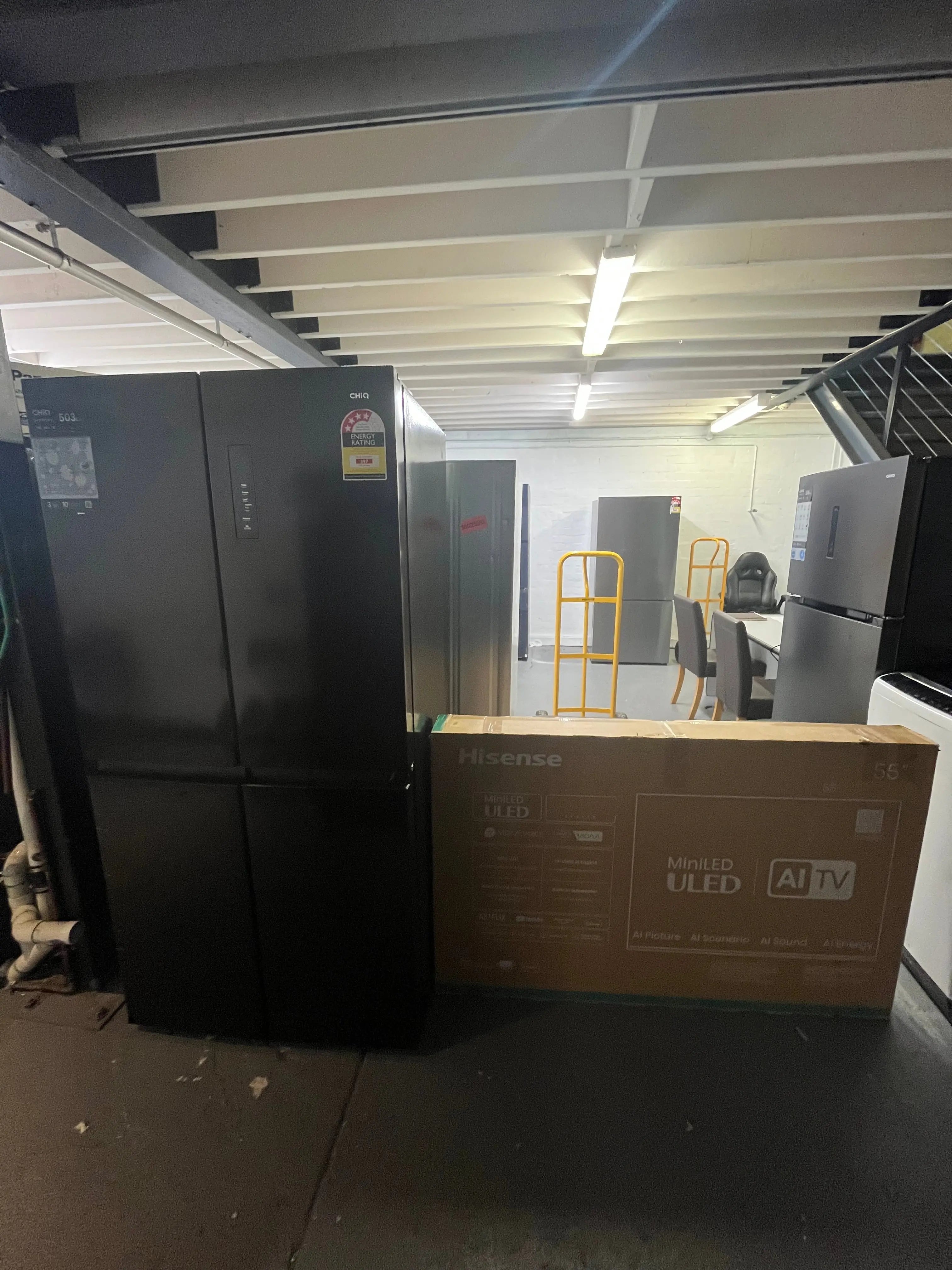 Refurbished Hisense U7QAU 4K ULED Mini LED Smart TV + Refurbished CHiQ CCD503NB 503L Quad Door Fridge (Black) | ALEXANDRIA