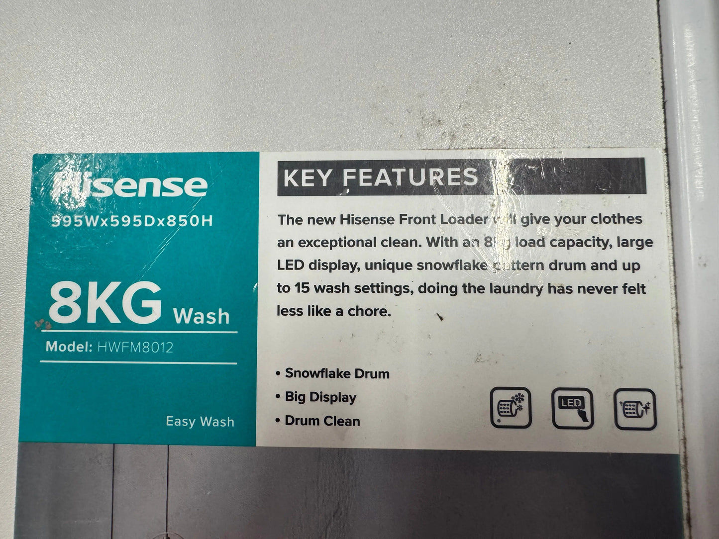 Refurbished Hisense washing machine 8 KG | SYDNEY