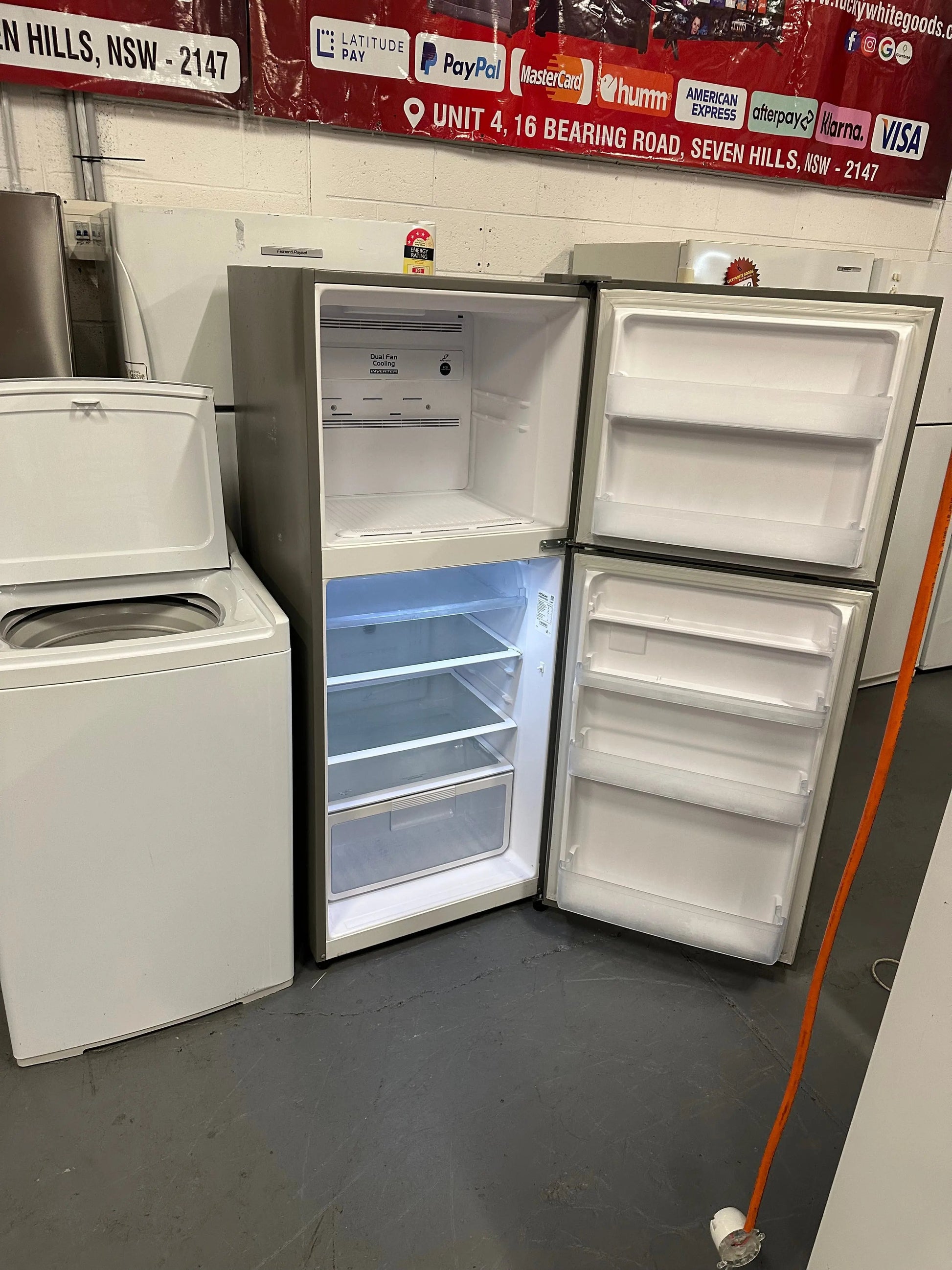 Refurbished Hitchi 335 ltr top mount fridge freezer and Fisher & Paykel 8.5 kg top loader washer | SYDNEY