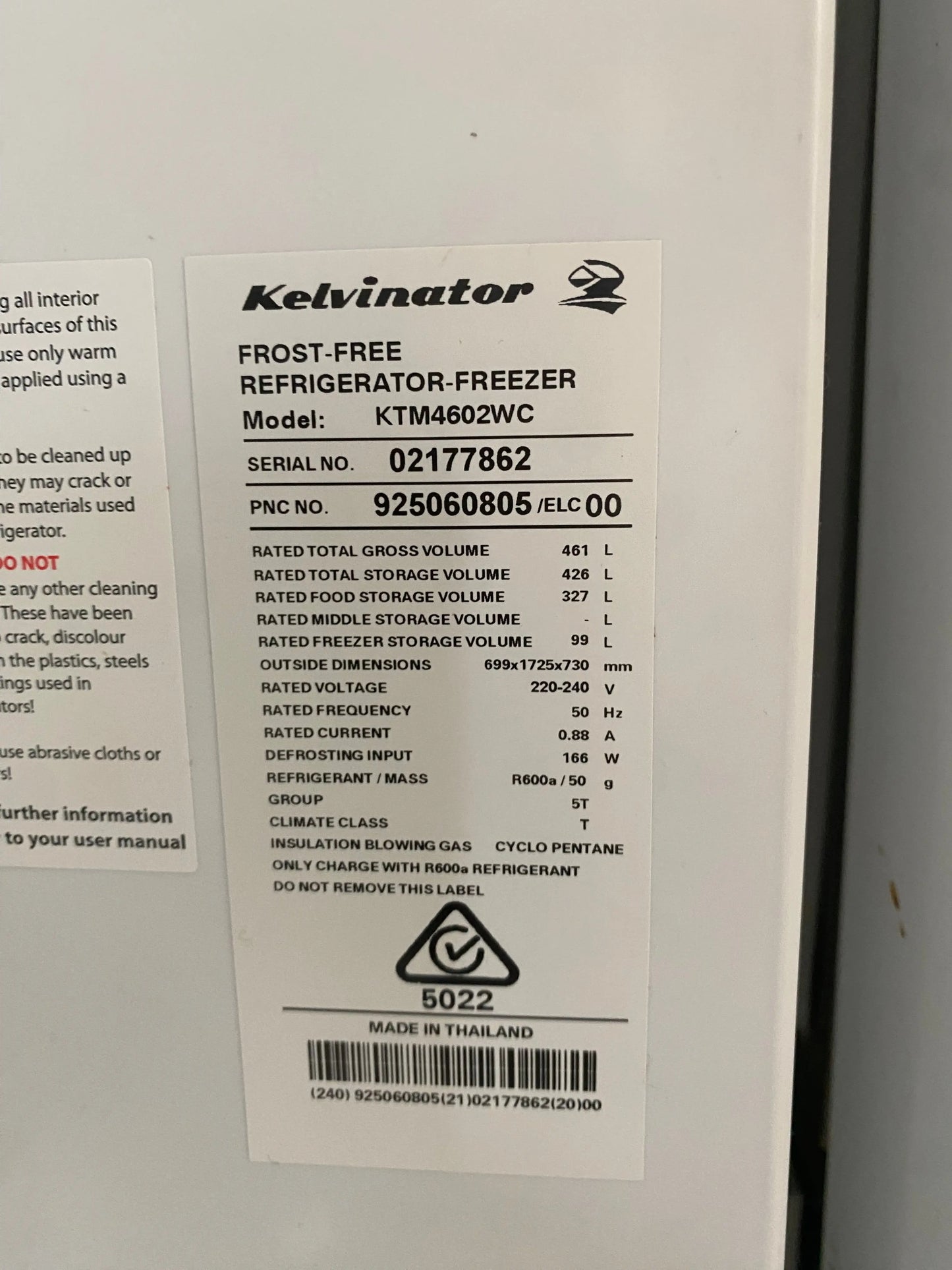 Refurbished Kelvinator 461 fridge freezer | Lucky white goods