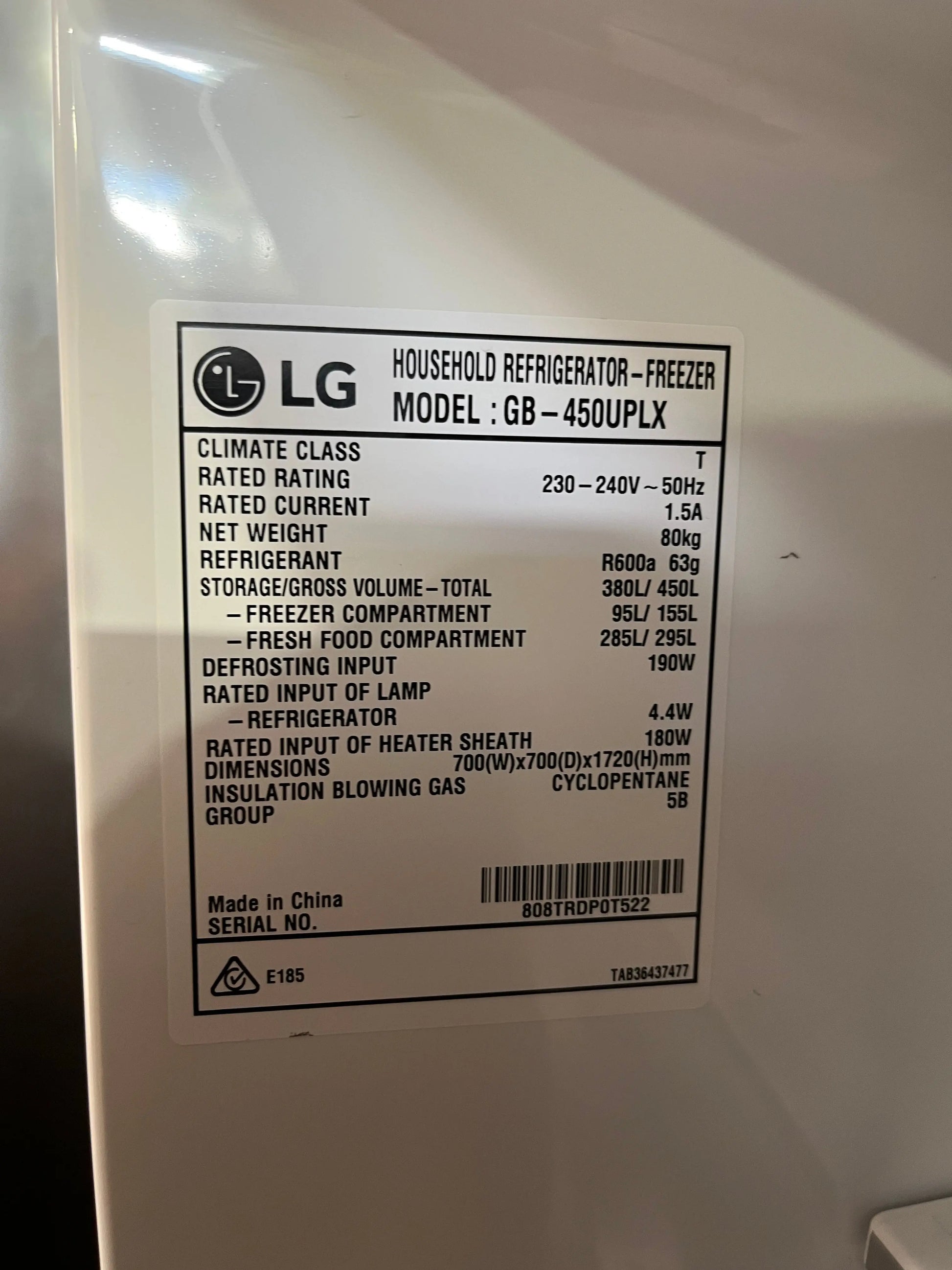 Refurbished LG 450L fridge freezer | ALEXANDRIA