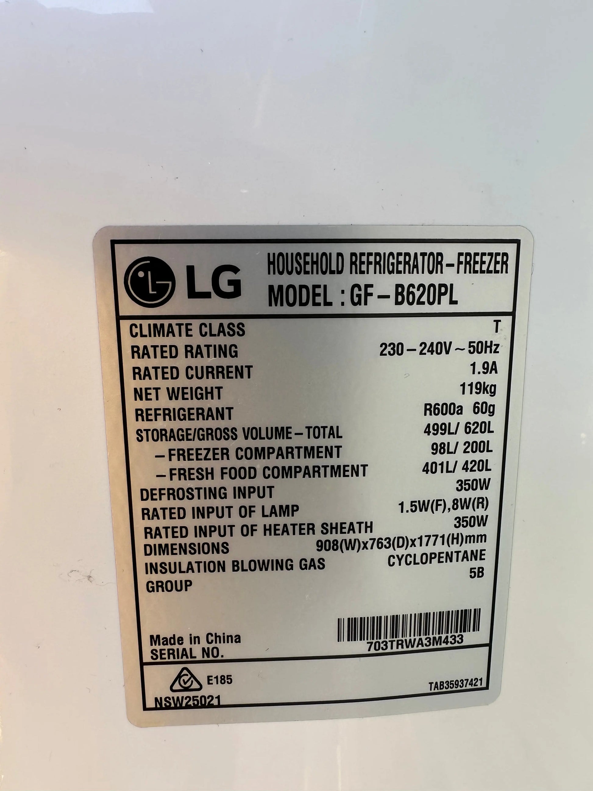 Refurbished LG 620L fridge freezer | BRISBANE