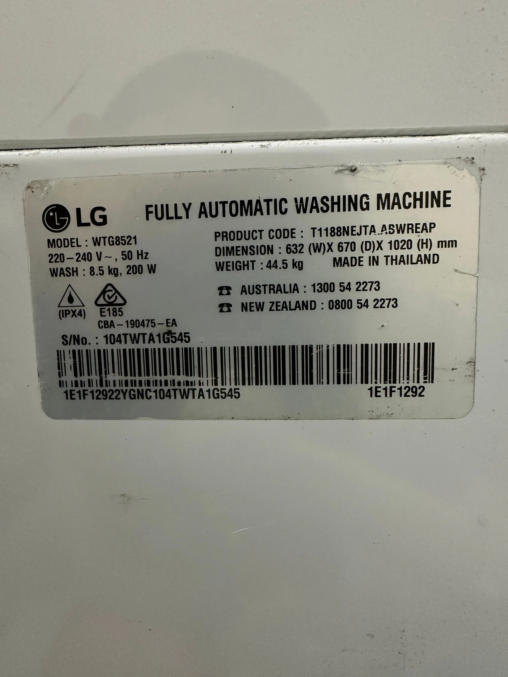 Refurbished LG 8.5kg Top Load Washing Machine | ADELAIDE