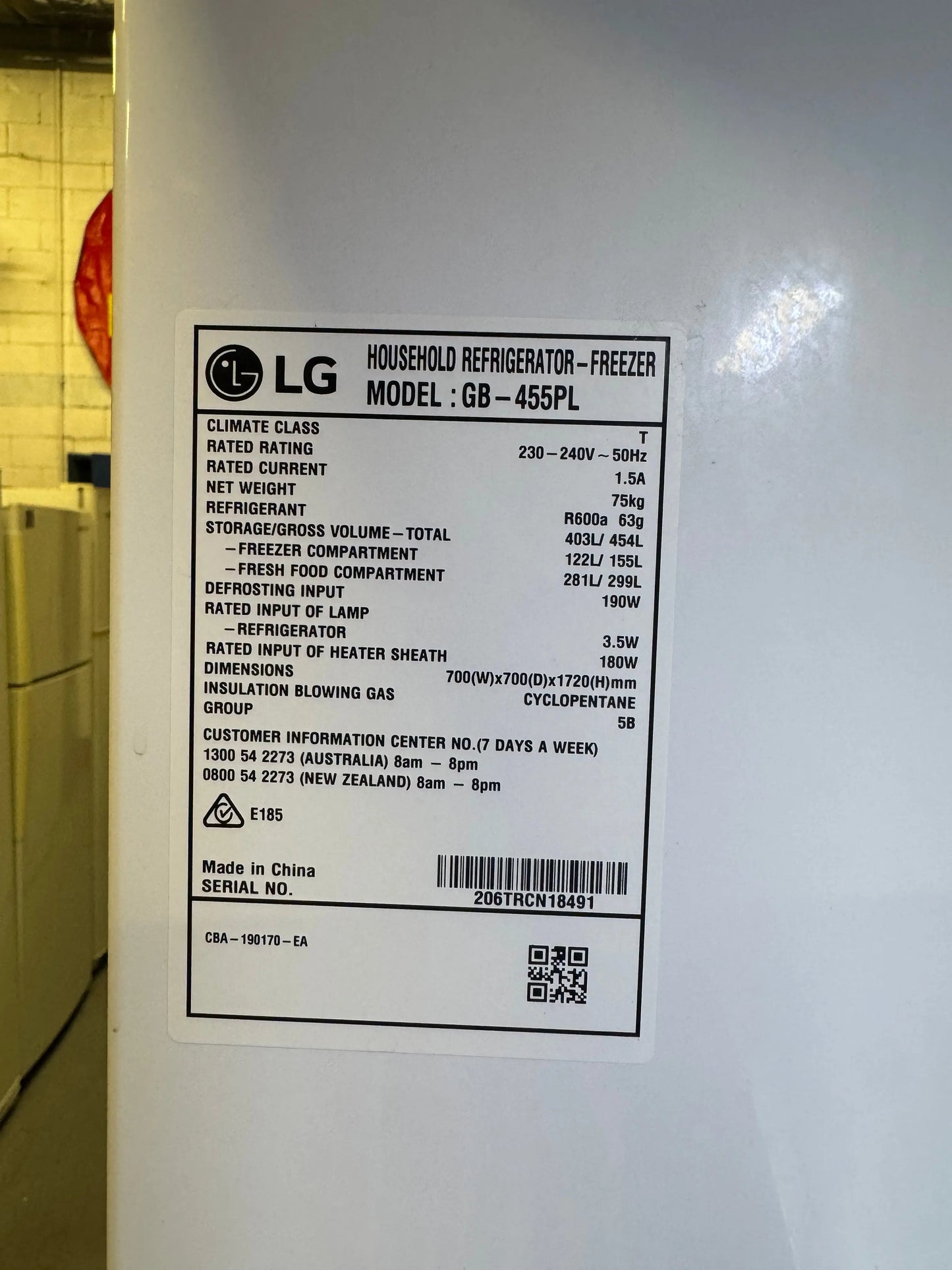 Refurbished LG fridge freezer 454 L | SYDNEY