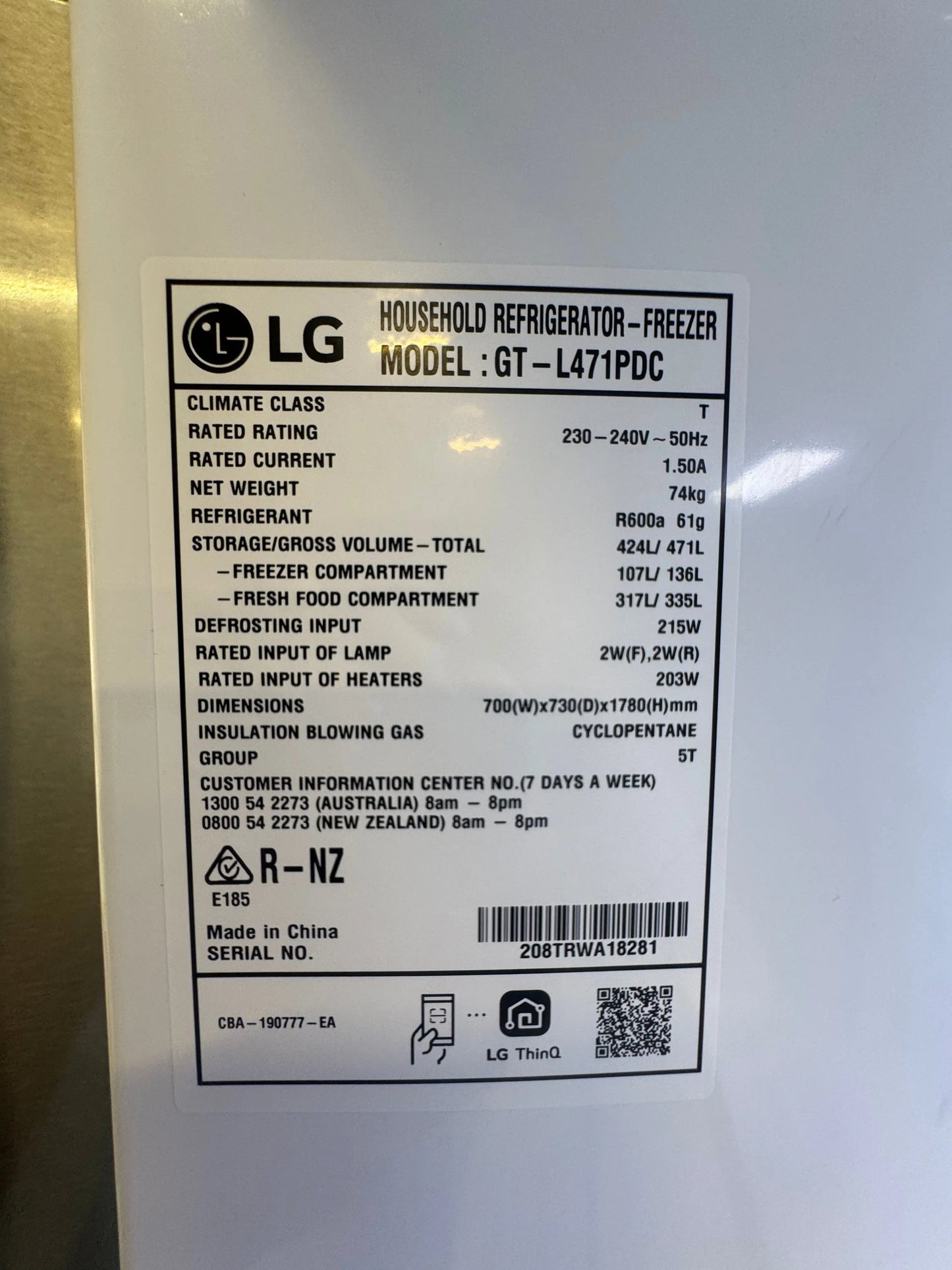 Refurbished LG fridge freezer 471 L | SYDNEY