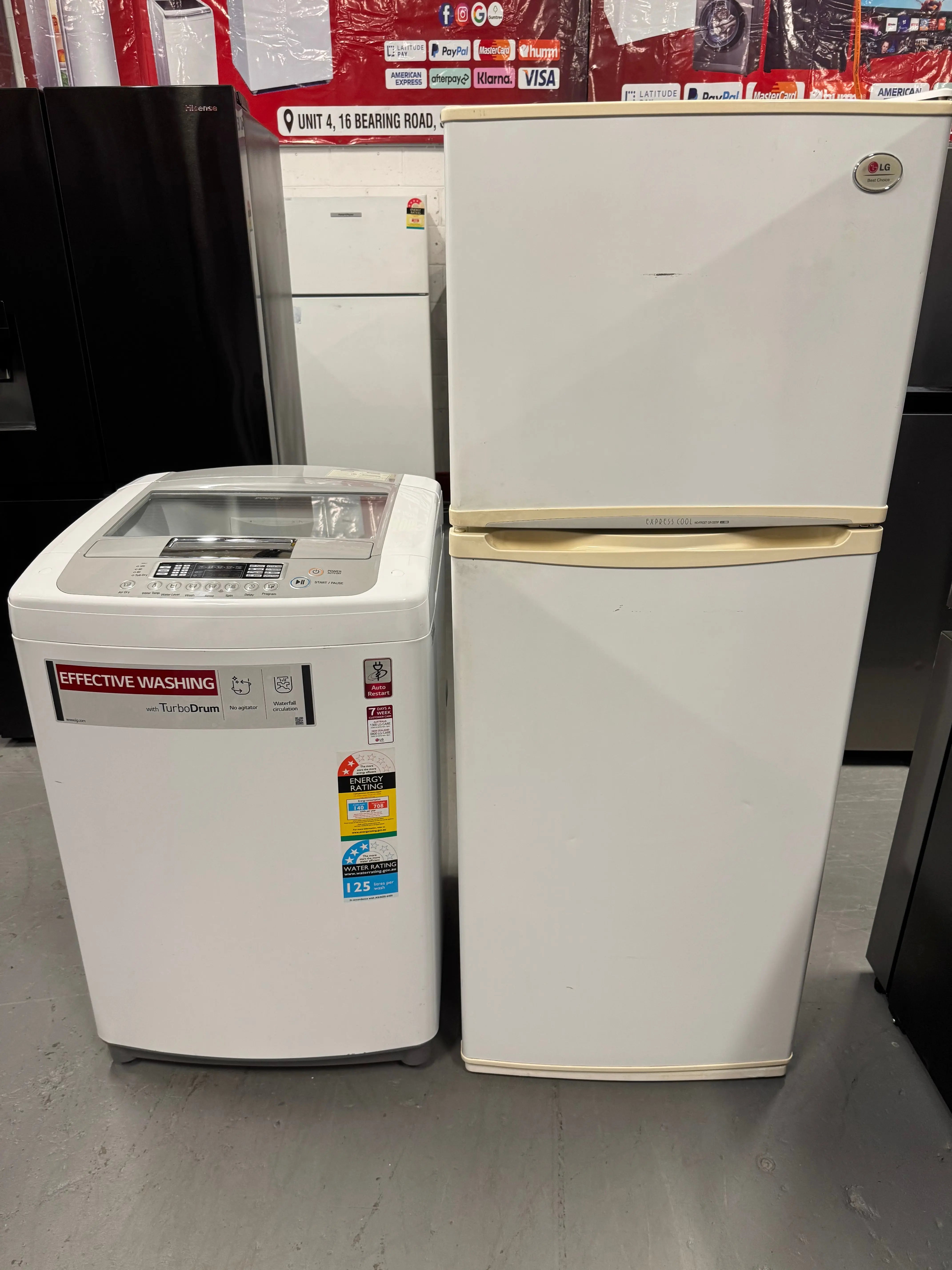 Refurbished Lg 303 ltr top mount fridge freezer & Lg 8 kg top loader washer | SYDNEY