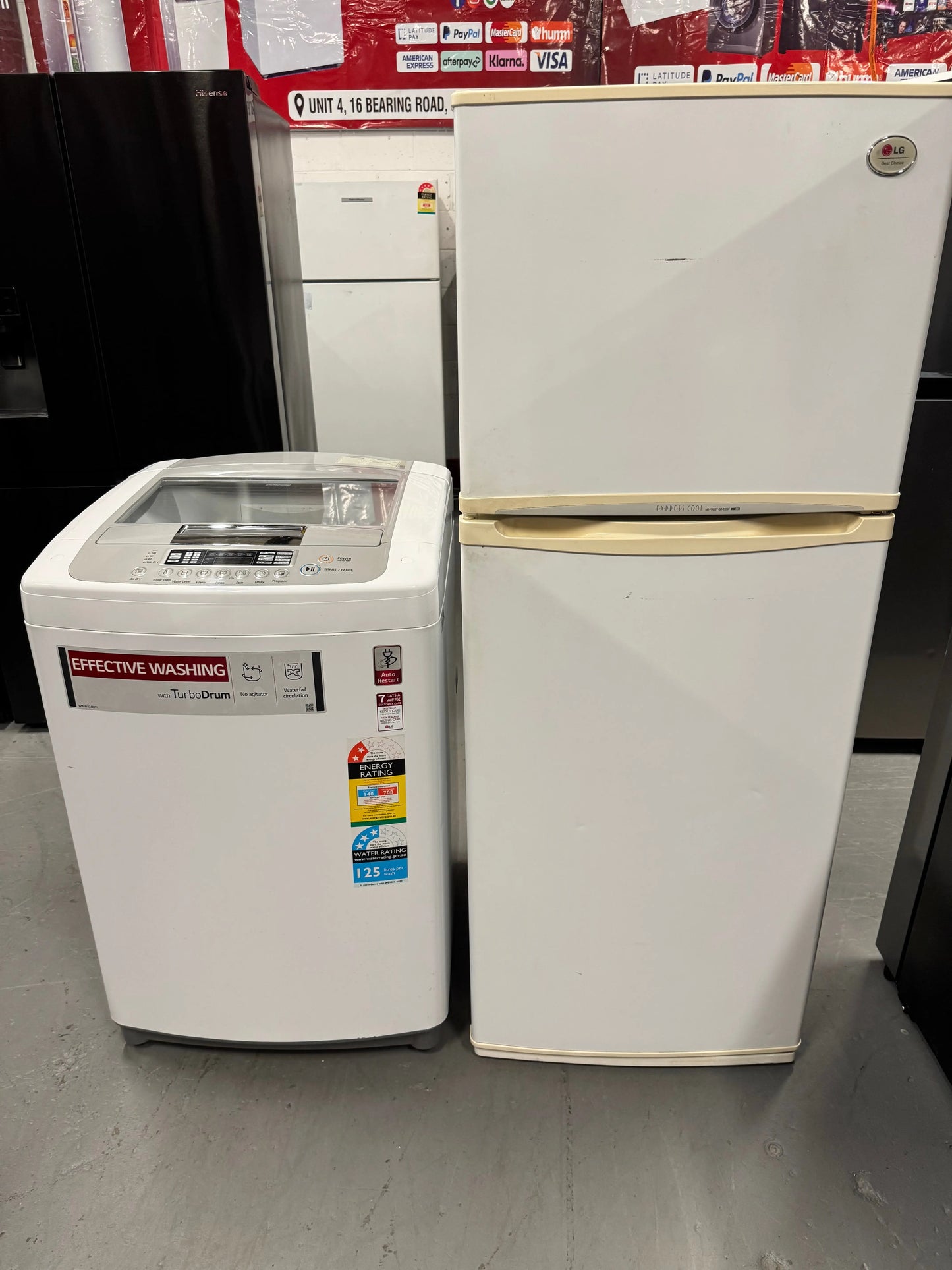 Refurbished Lg 303 ltr top mount fridge freezer & Lg 8 kg top loader washer | SYDNEY