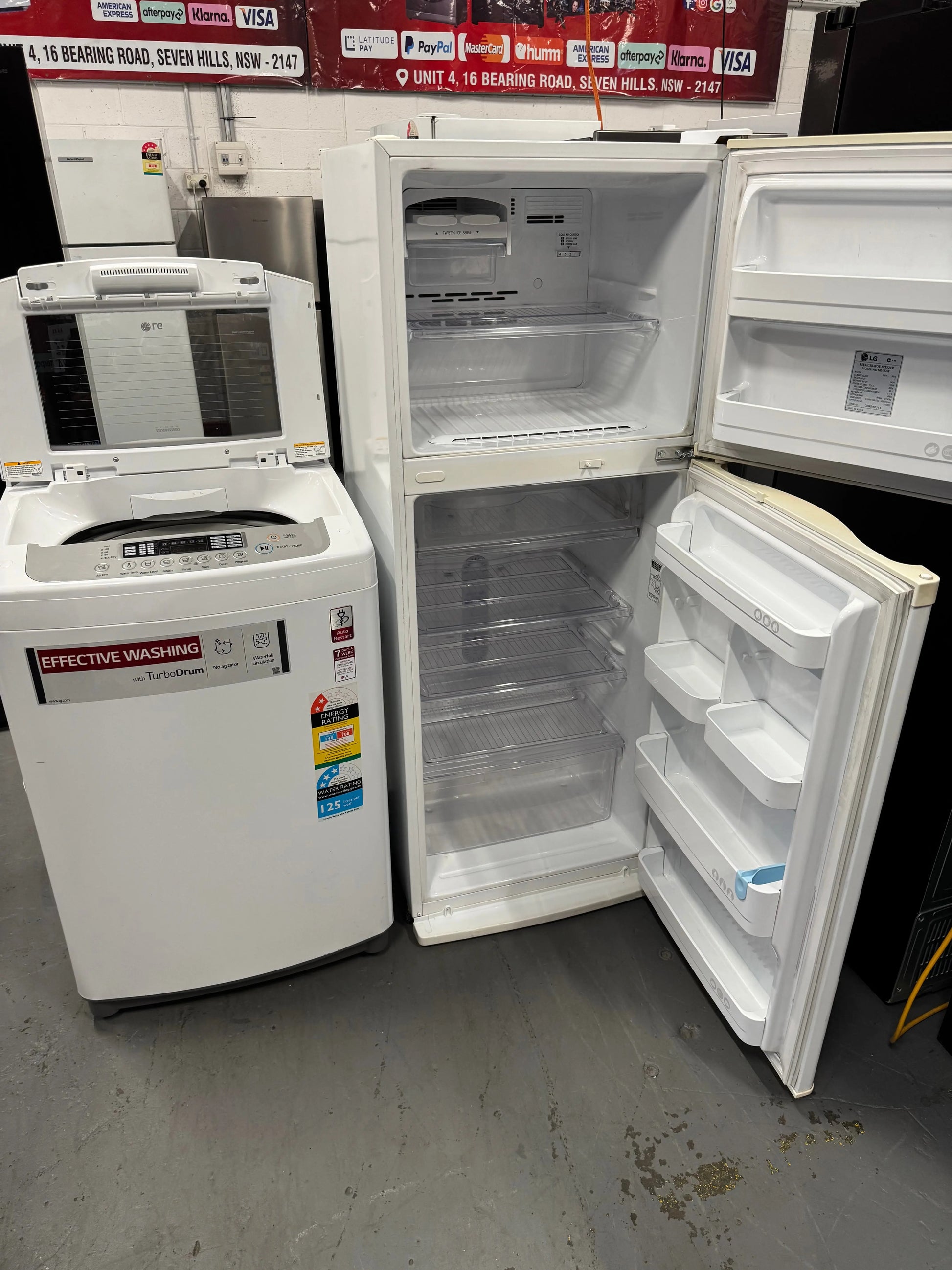 Refurbished Lg 303 ltr top mount fridge freezer & Lg 8 kg top loader washer | SYDNEY