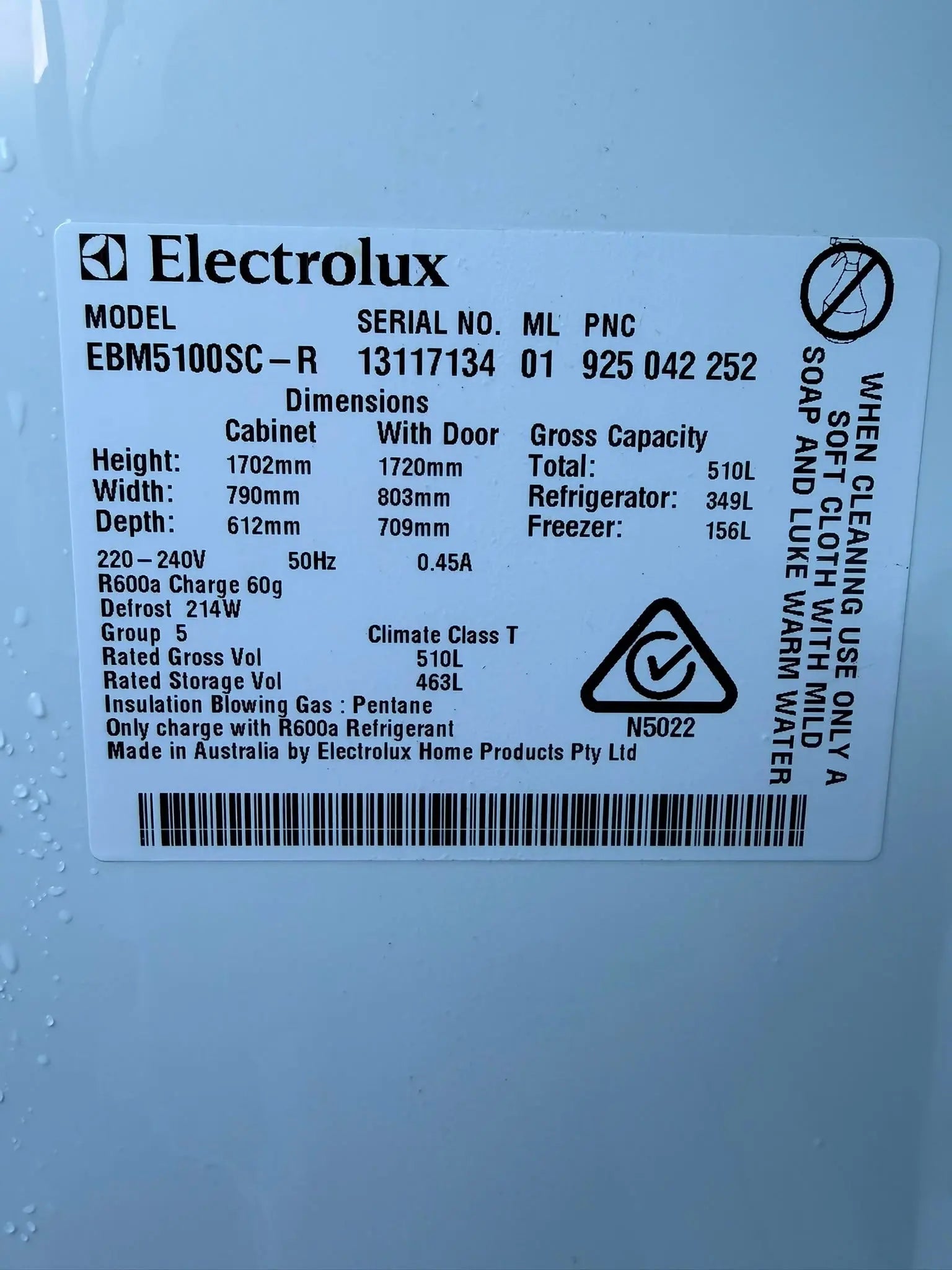 Refurbished Premium Electrolux 510L Bottom Mount Fridge Freezer | MELBOURNE