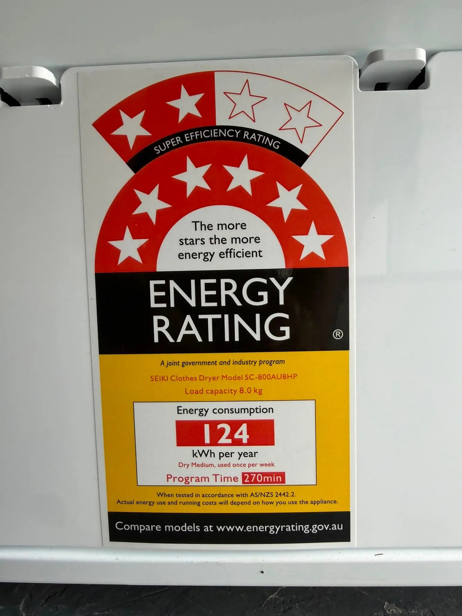 Refurbished SEIKI 8kg Heat Pump Dryer | BRISBANE