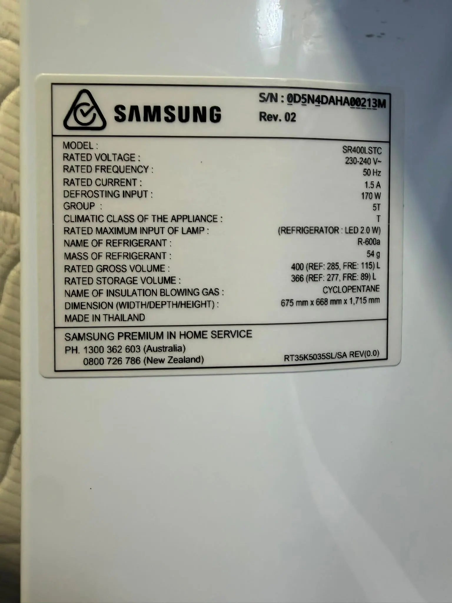 Refurbished Samsung 400L Top Mount Fridge Freezer | BRISBANE