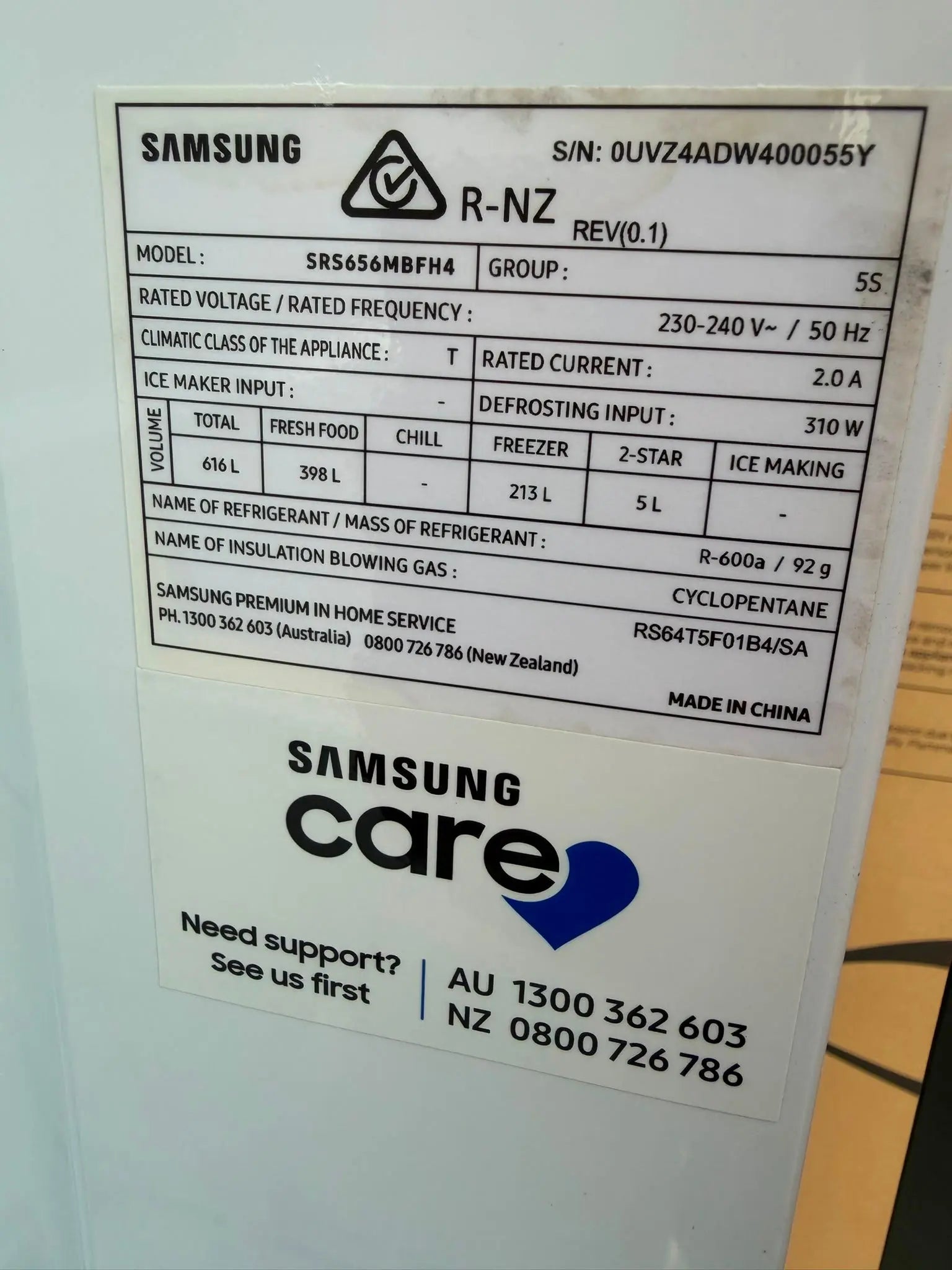 Refurbished Samsung 616L Side-by-Side Fridge Freezer