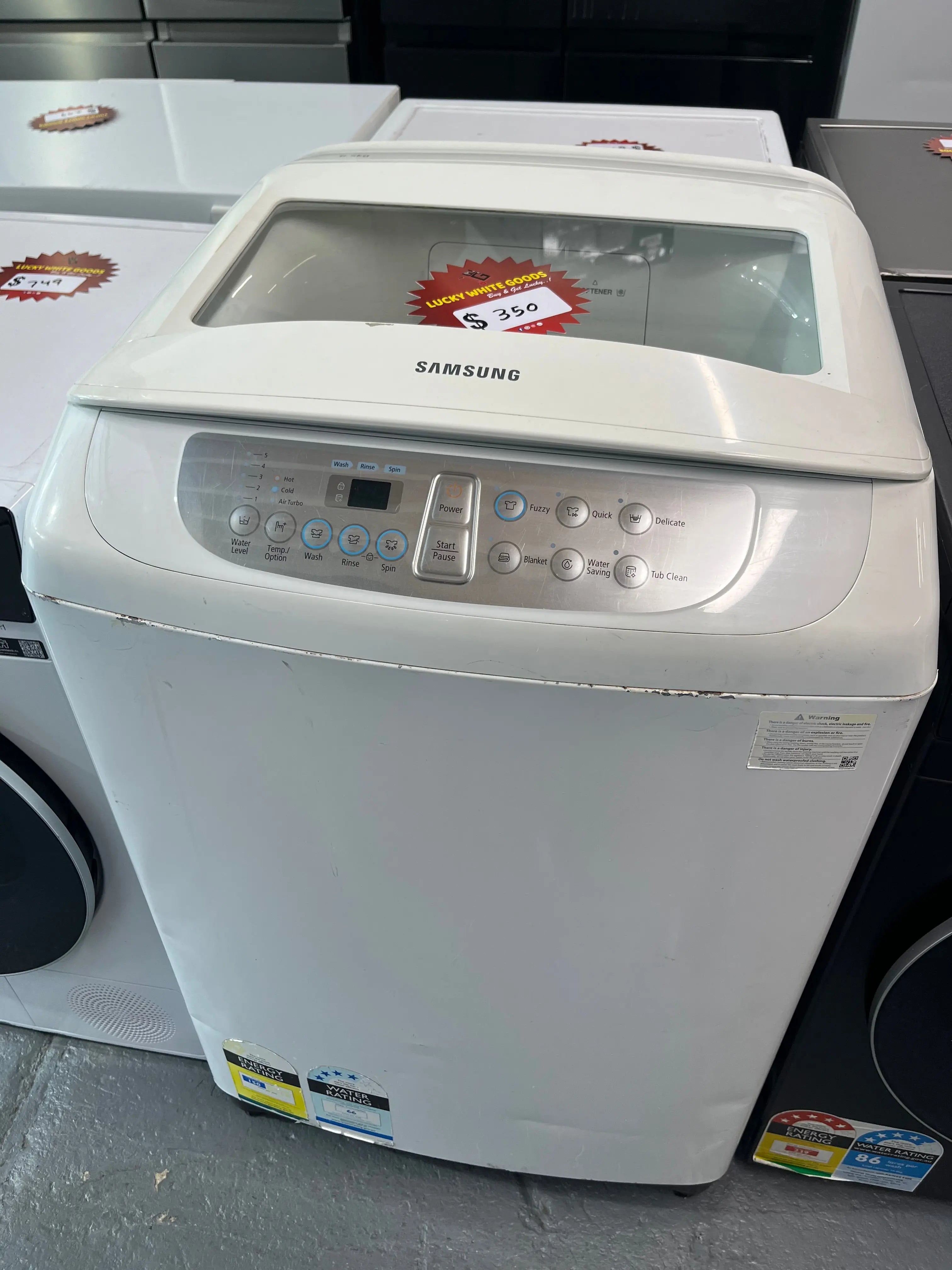 Refurbished Samsung WA65F5S2URW Top Load Washing Machine – 6.5 kg Top Loader, 700 RPM, Multiple Programs | ALEXANDRIA