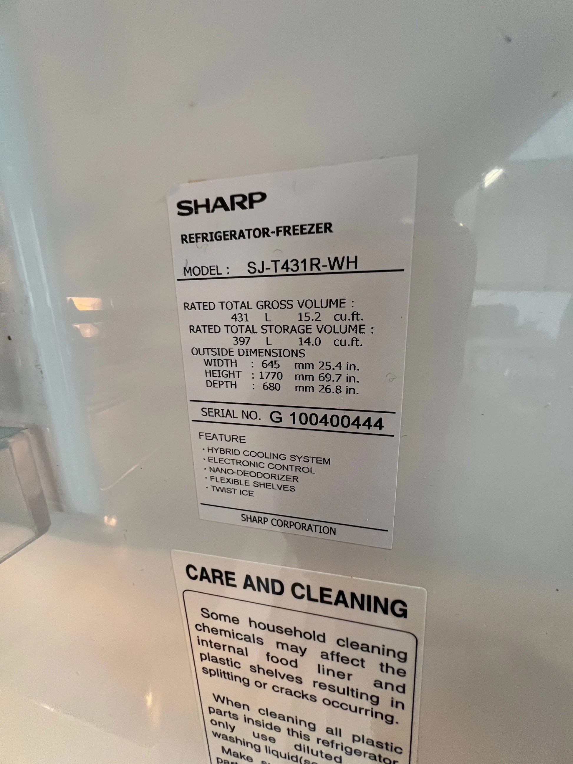 Refurbished Sharp 431 Litres Fridge Freezer | ADELAIDE