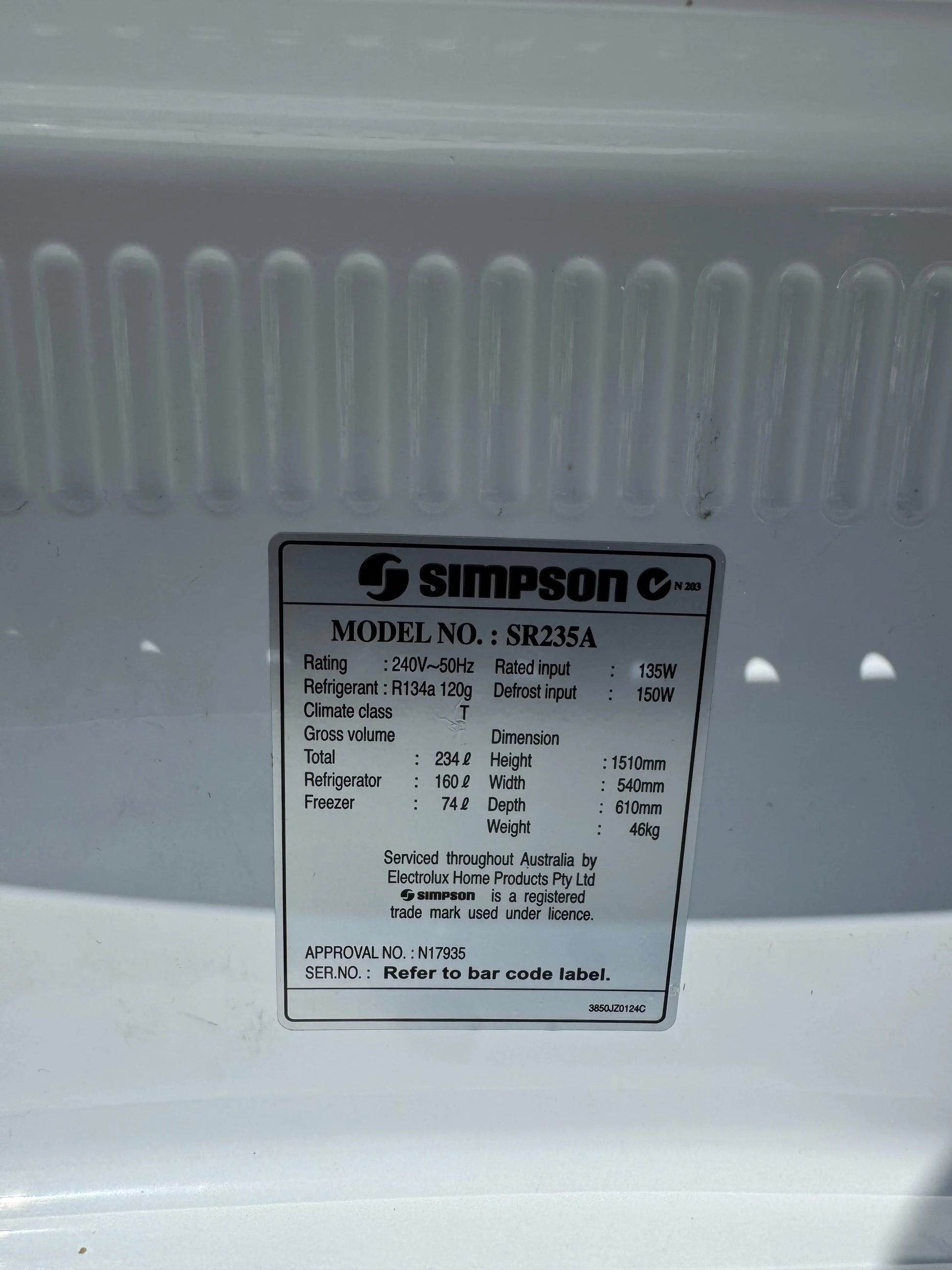 Refurbished Simpson fridge freezer 234 L | SYDNEY