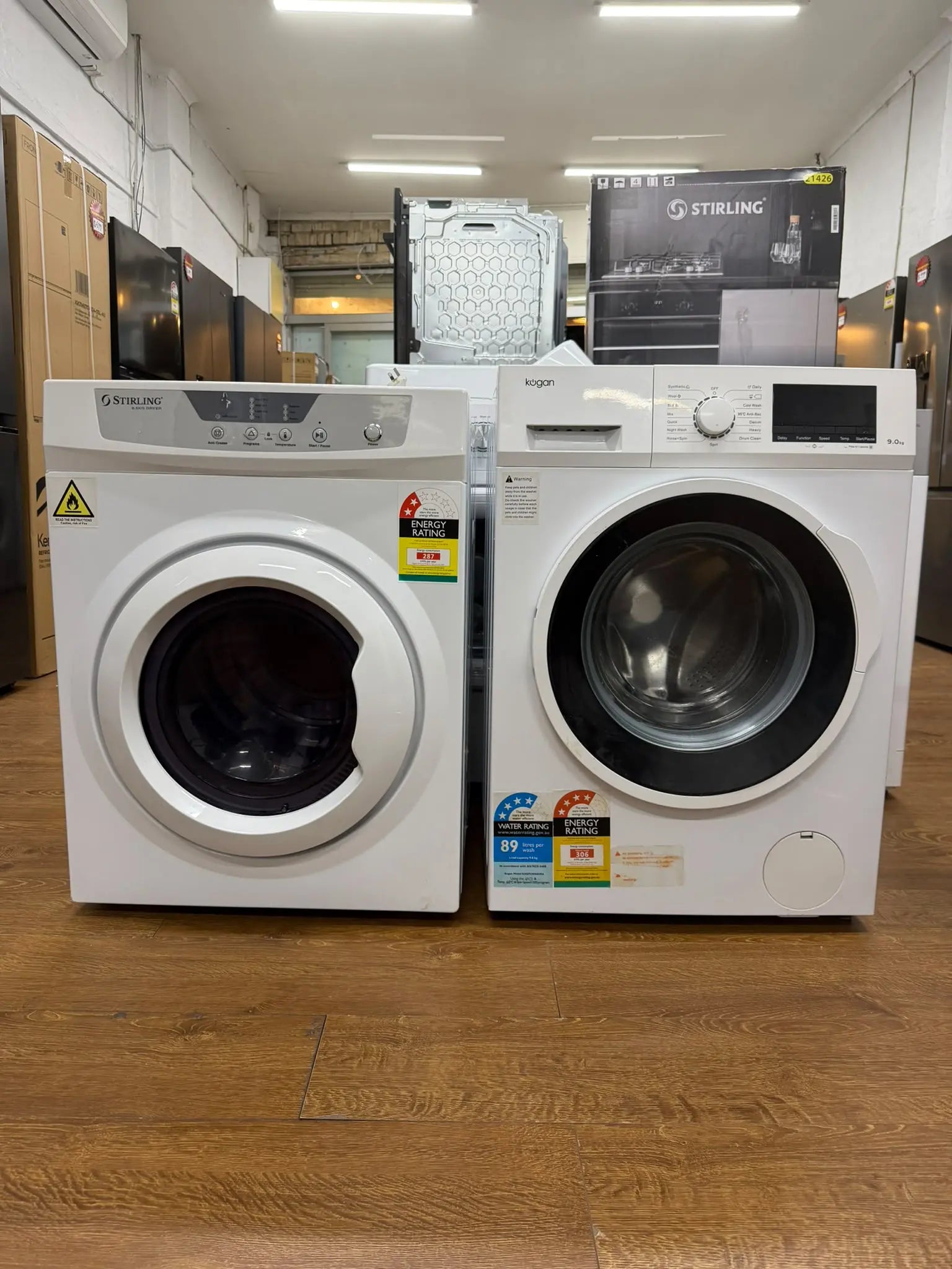 Refurbished Stirling 6.5kg Dryer & Kogan 9kg Washer Combo | RESERVOIR