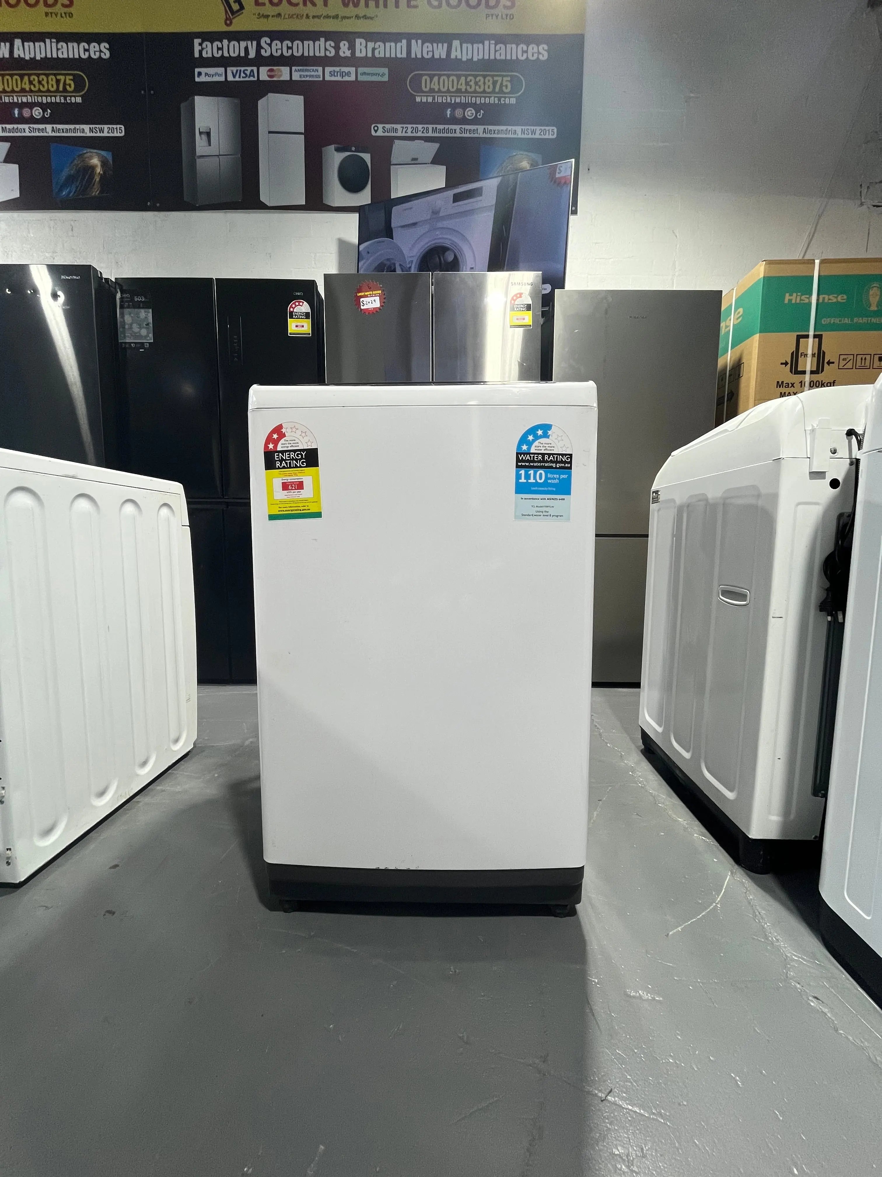 Refurbished TCL Top Load Washer F709TLW – 9 kg Top Load Washing Machine | Quick Wash, 8 Programs, Soft‑Close Lid | ALEXANDRIA