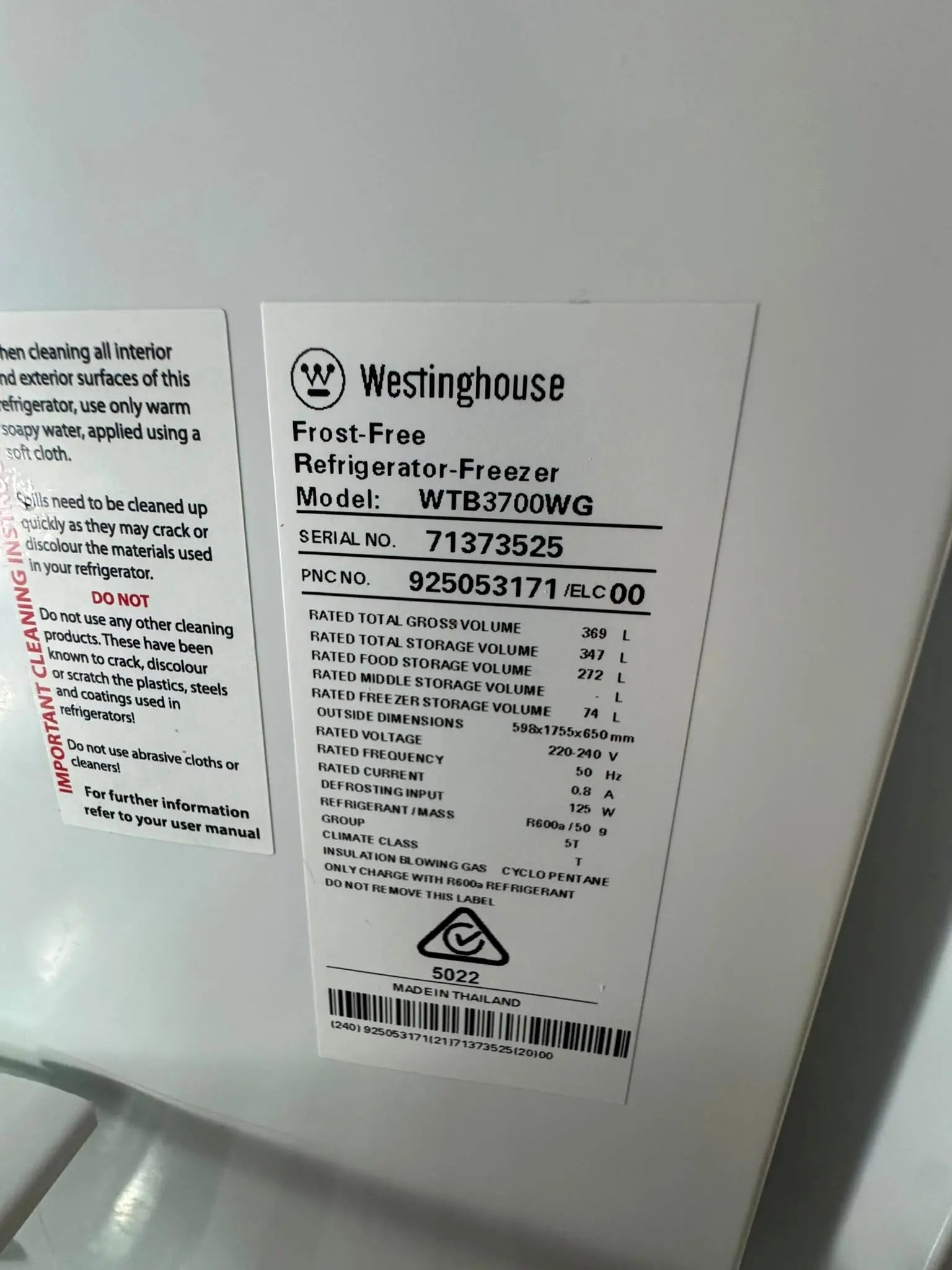 Refurbished Westinghouse 369L Top Mount Fridge Freezer | PERTH