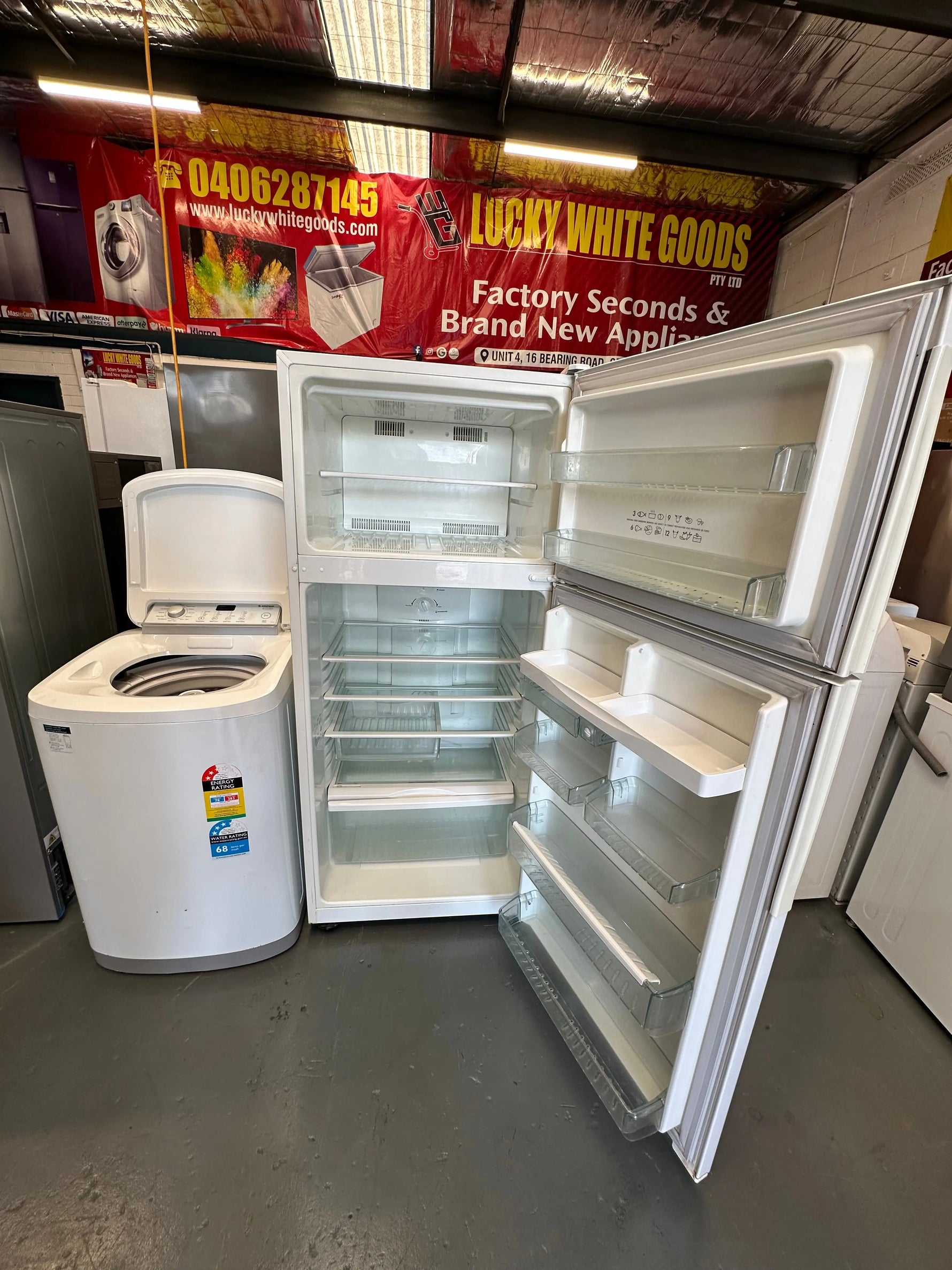 Refurbished Westinghouse 420 ltr fridge freezer & Simpson 5.5 kg top loader washer | SYDNEY