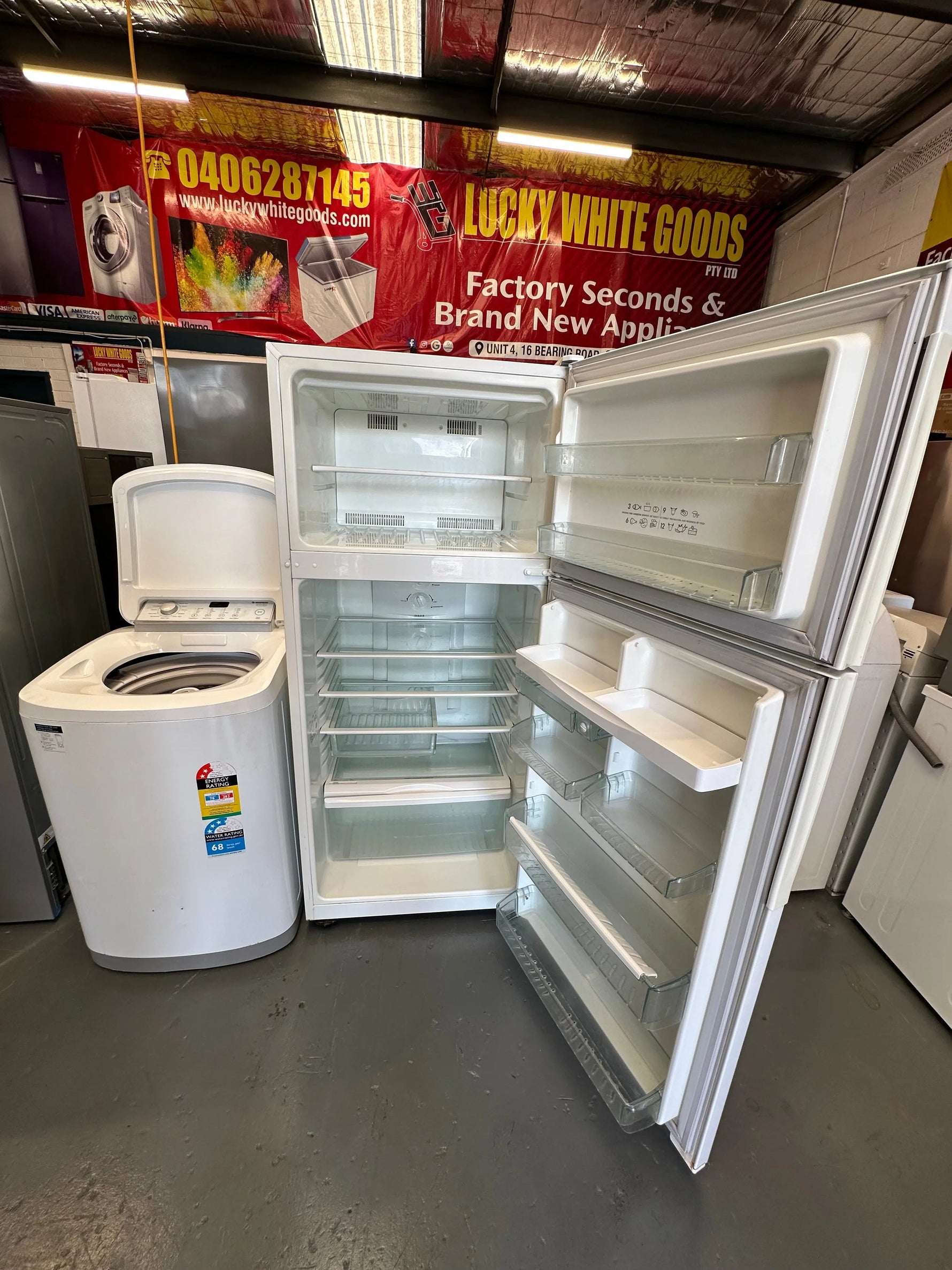 Refurbished Westinghouse 420 ltr fridge freezer & Simpson 5.5 kg top loader washer | SYDNEY