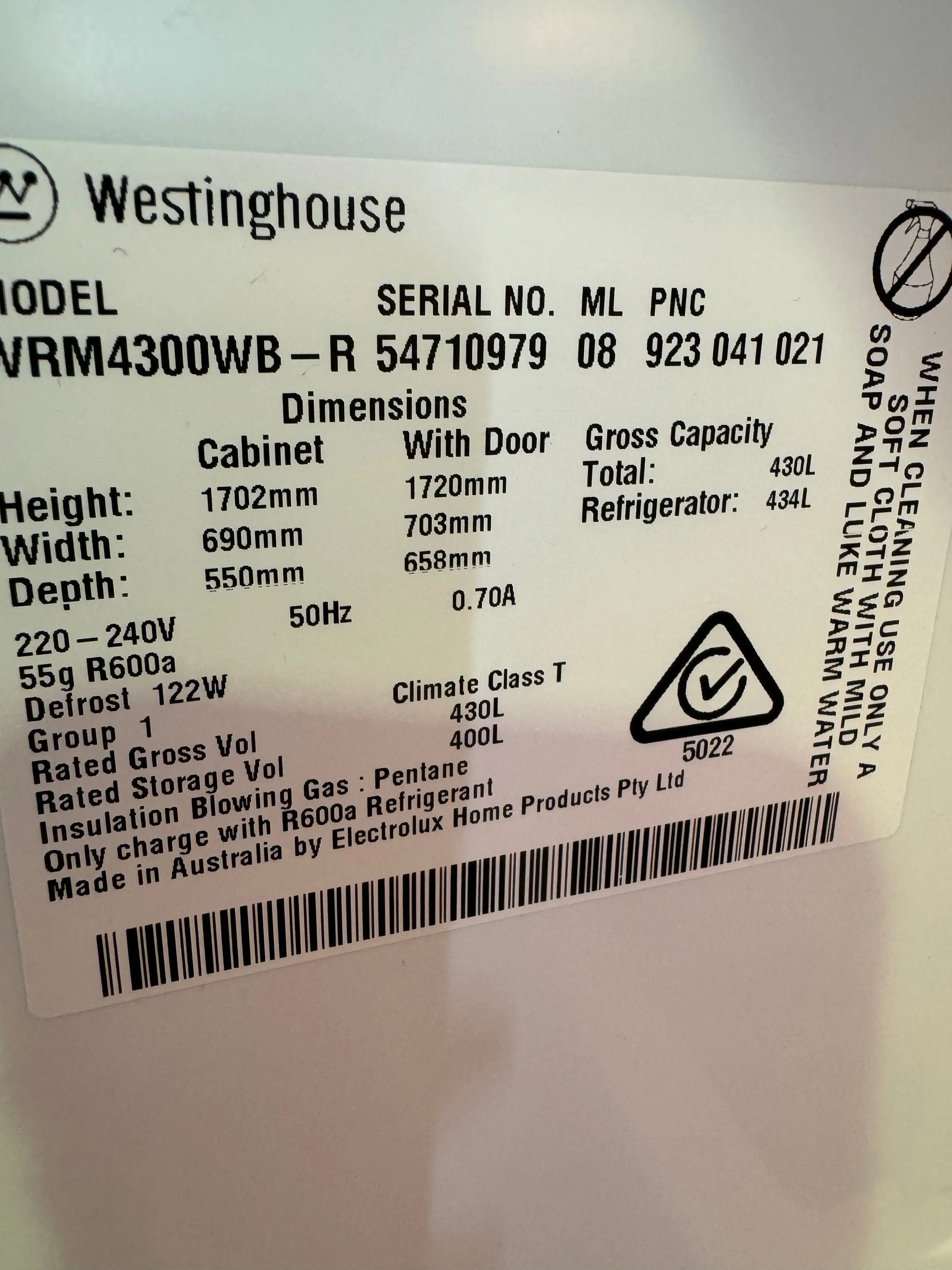 Refurbished Westinghouse 430 Litres Fridge Freezer | PERTH