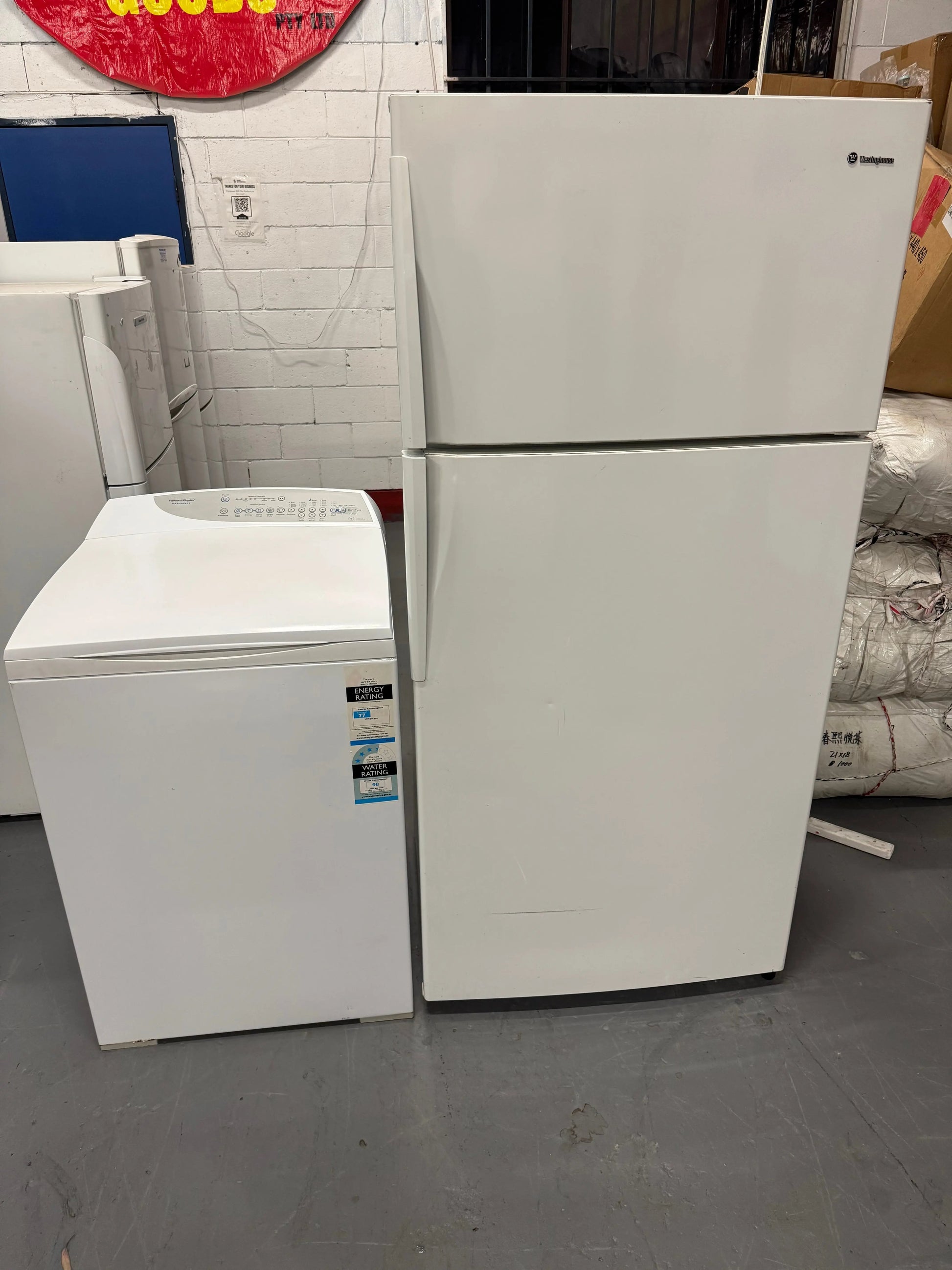 Refurbished Westinghouse 520 ltr fridge freezer & fisher and paykel 8 kg top loader washer | SYDNEY