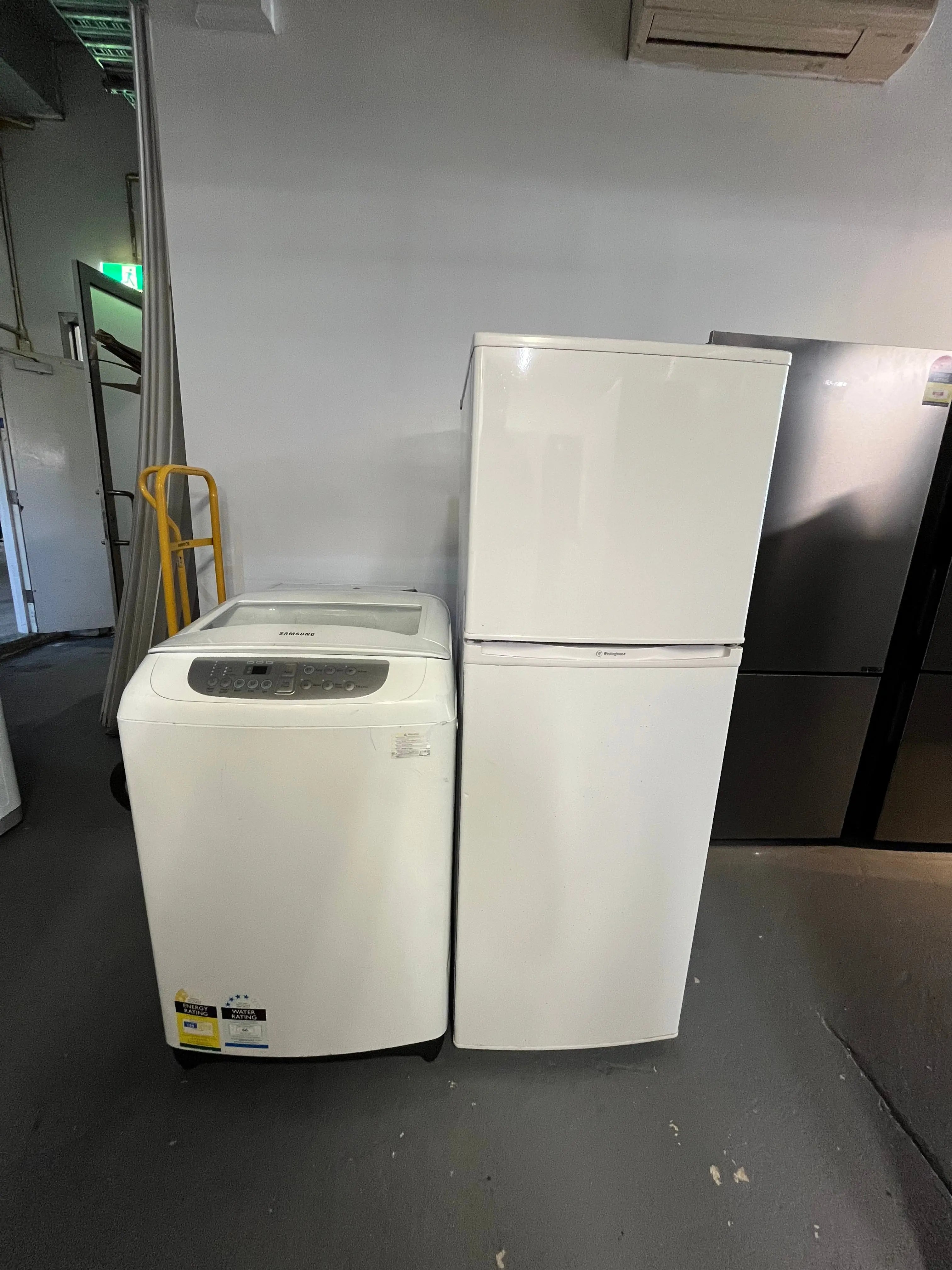 Refurbished Westinghouse RJ202T Fridge + Refurbished Samsung WA65F5S2 6.5kg Top Load Washer Combo | Reliable & Space-Saving | ALEXANDRIA