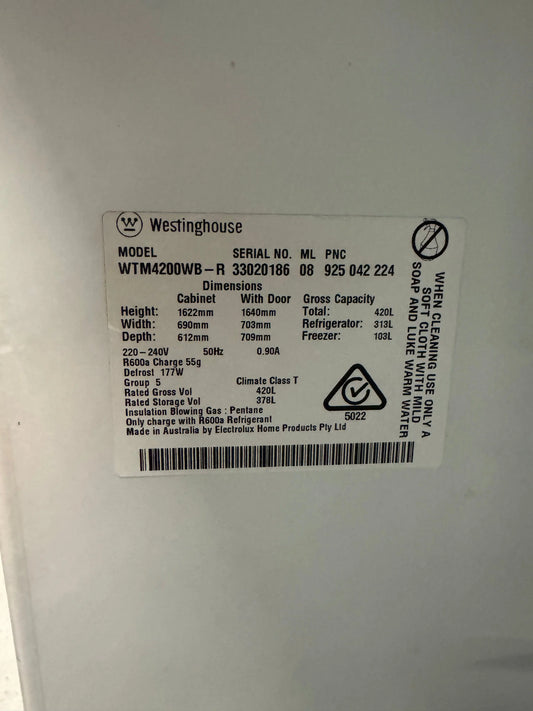 Refurbished Westinghouse fridge freezer 420 litres | SYDNEY