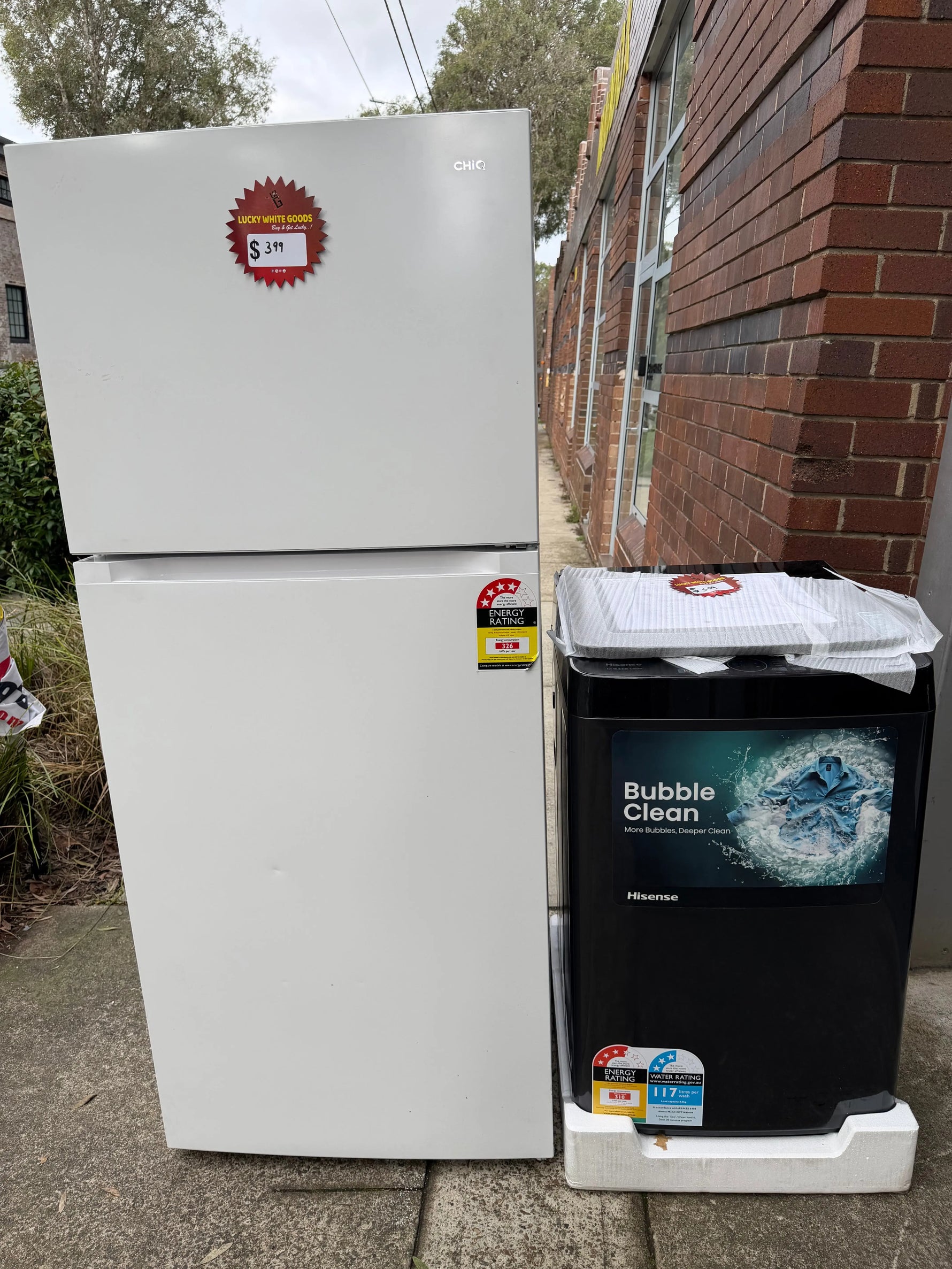 Refurbished chiq 410 liters fridge freezer and factory seconds Hisense 8 kg top loader washing machine | ALEXANDRIA