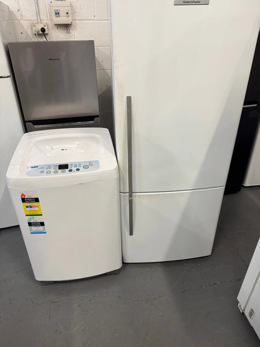Refurbished combo Fisher & PAYKEL 440 ltr fridge freezer and Lg 6.5 kg top loader washer | SYDNEY