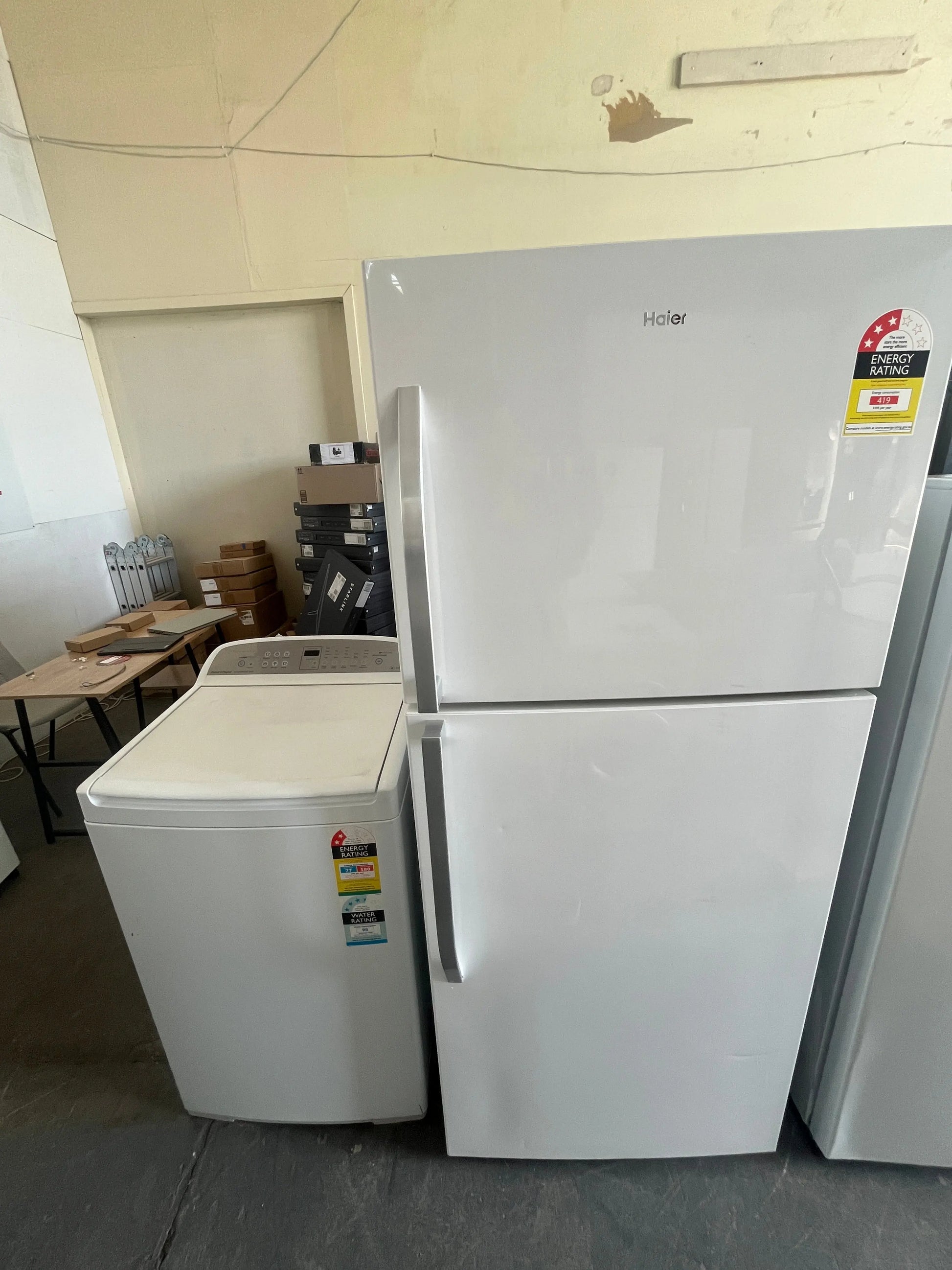 Refurbished combo Haier freezer refrigerator 422L and Fisher & Paykel 8 kg washer top loader | ADELAIDE