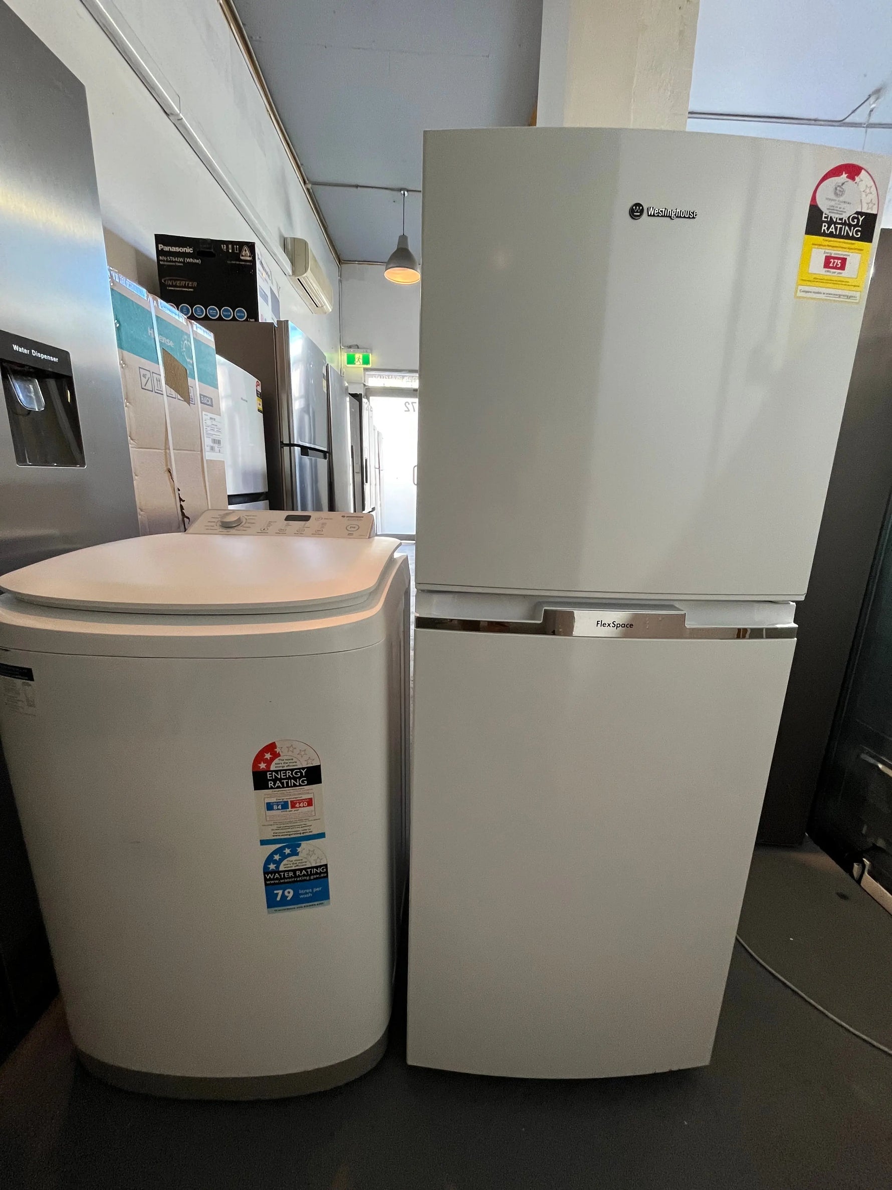 Refurbished combo Westinghouse 230 ltr fridge freezer & Simpson 6.5 kg top loader washer | ALEXANDRIA