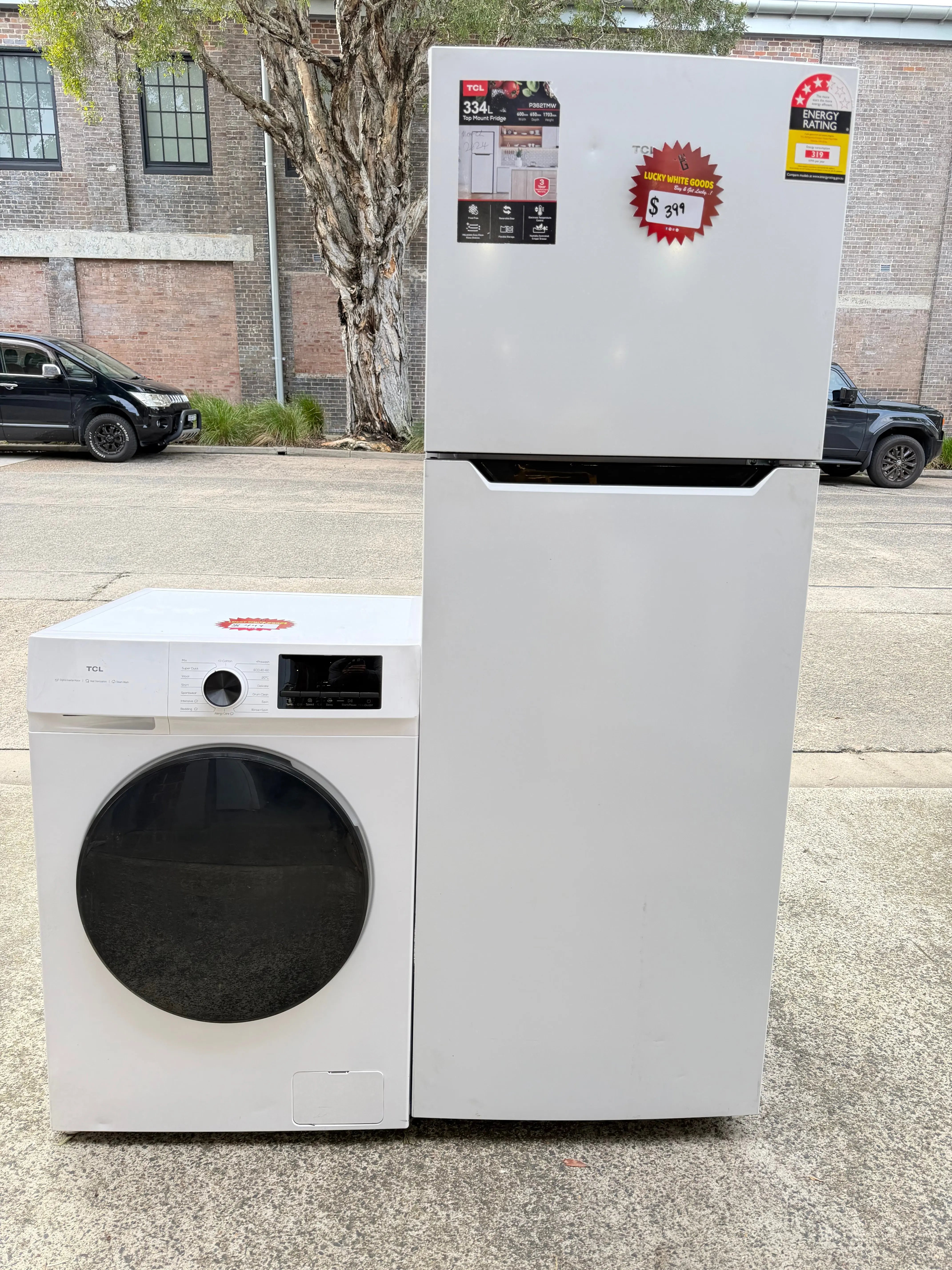 Refurbished tcl 334 liters fridge freezer and tcl 10 kg washing machine | ALEXANDRIA