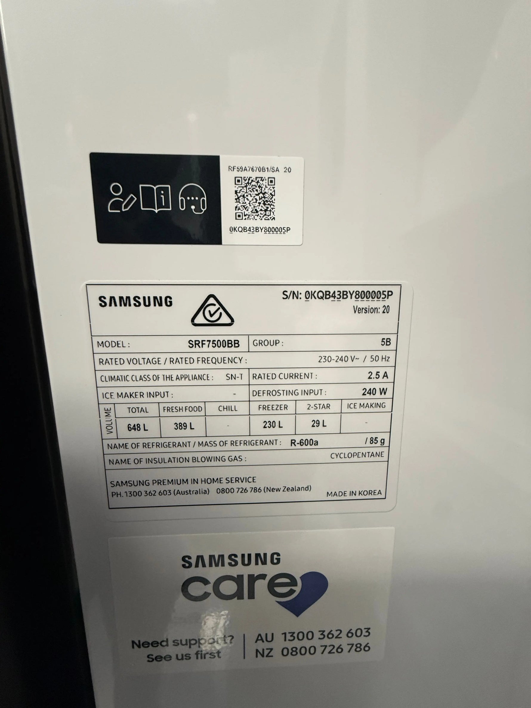 Samsung 648L French Door Fridge – Factory Seconds | SRF7500BB | MELBOURNE