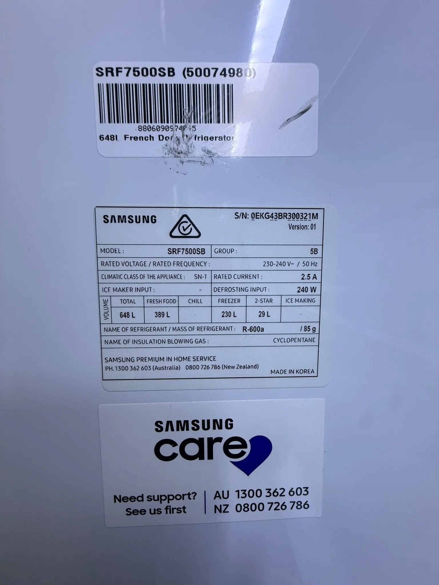 Samsung 648L French Door Refrigerator – SRF7500SB – Like New | MELBOURNE