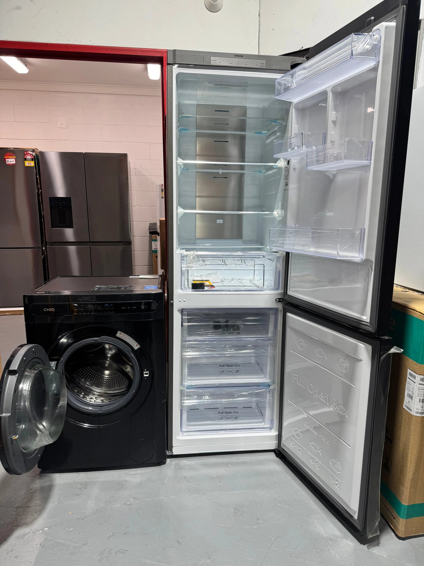 Samsung Bespoke 339L Modular Bottom Mount Fridge SRLX4100N and CHIQ 8kg Front Loader Washing Machine | SYDNEY