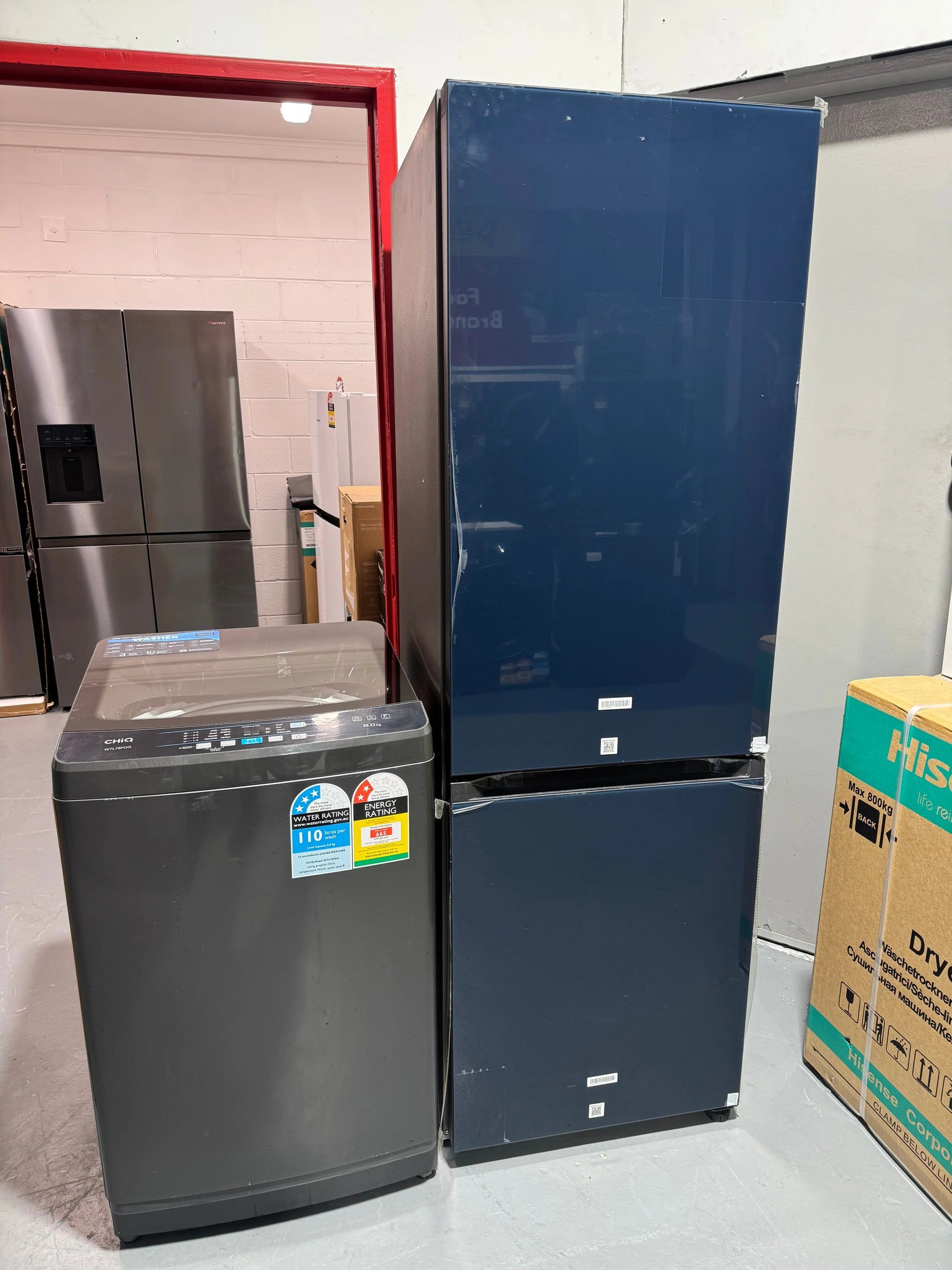Samsung Bespoke 339L Modular Bottom Mount Fridge SRLX4100N and CHIQ 8kg Top Loader Washing Machine | SYDNEY