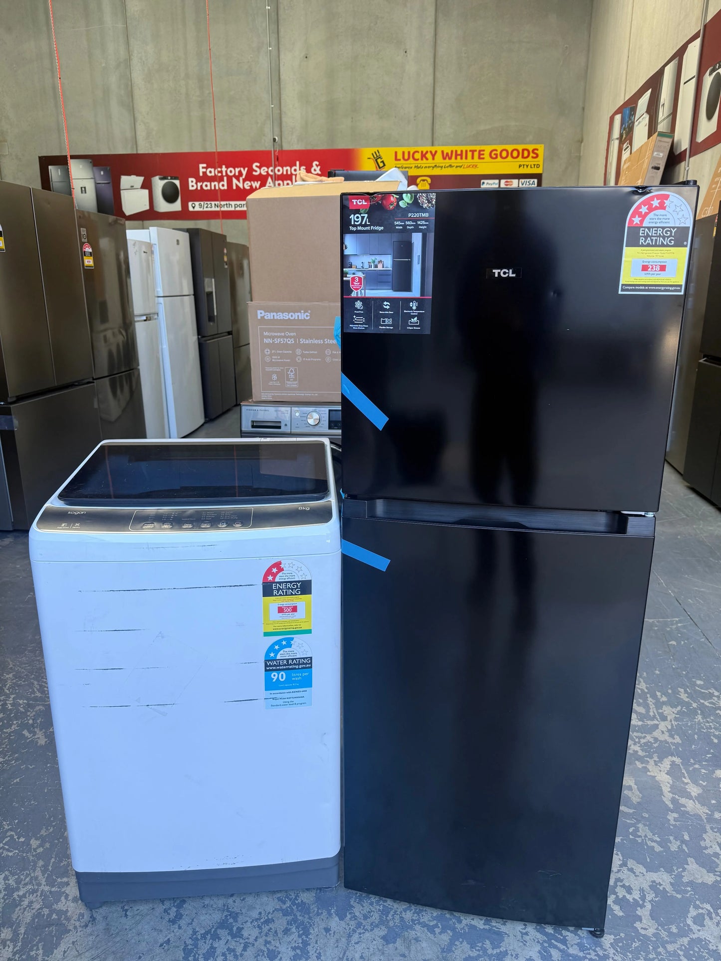 TCL 220L Top Mount Fridge – Factory Seconds | Kogan 8kg Top Load Washing Machine – Refurbished | MELBOURNE