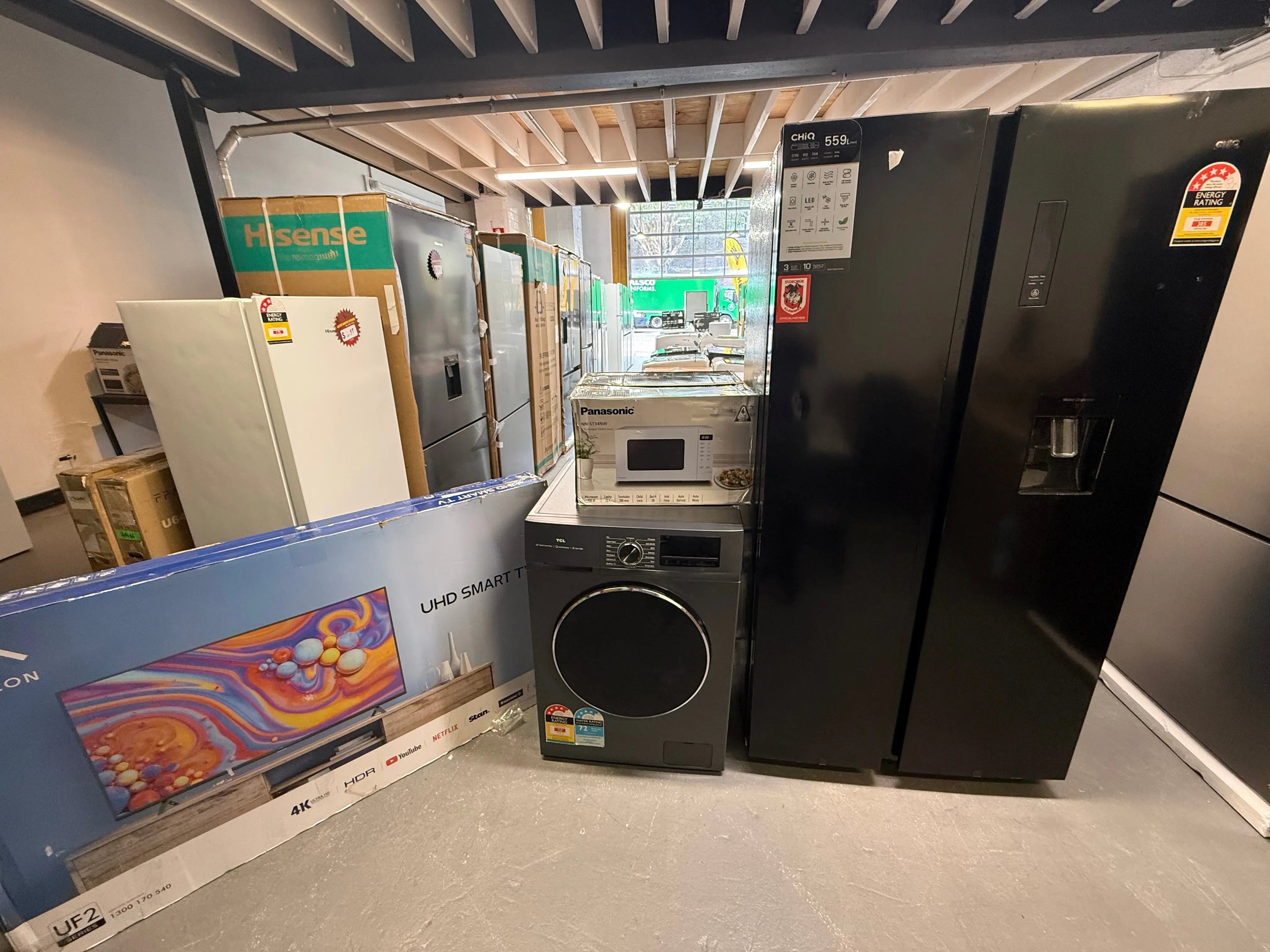 TCL 8.5 kgs washing machine Chiq 559L side by side door fridge freezer Falcon 55 inch Tv and free microwave | ALEXANDRIA