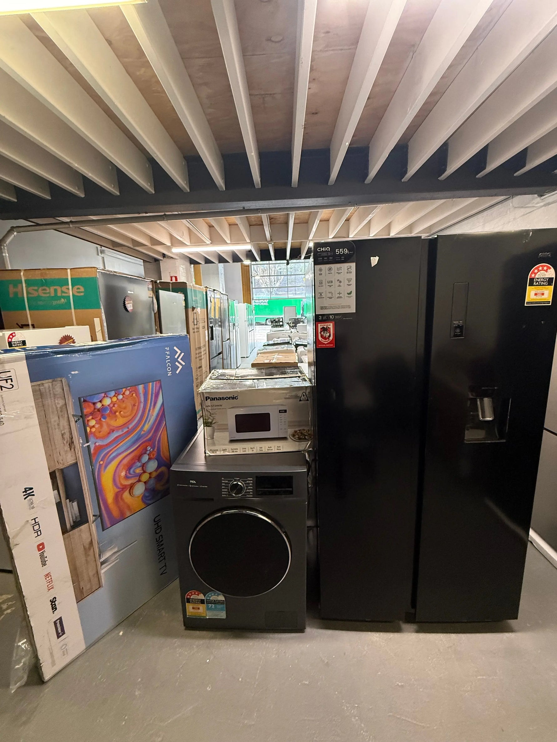 TCL 8.5 kgs washing machine Chiq 559L side by side door fridge freezer Falcon 55 inch Tv and free microwave | ALEXANDRIA