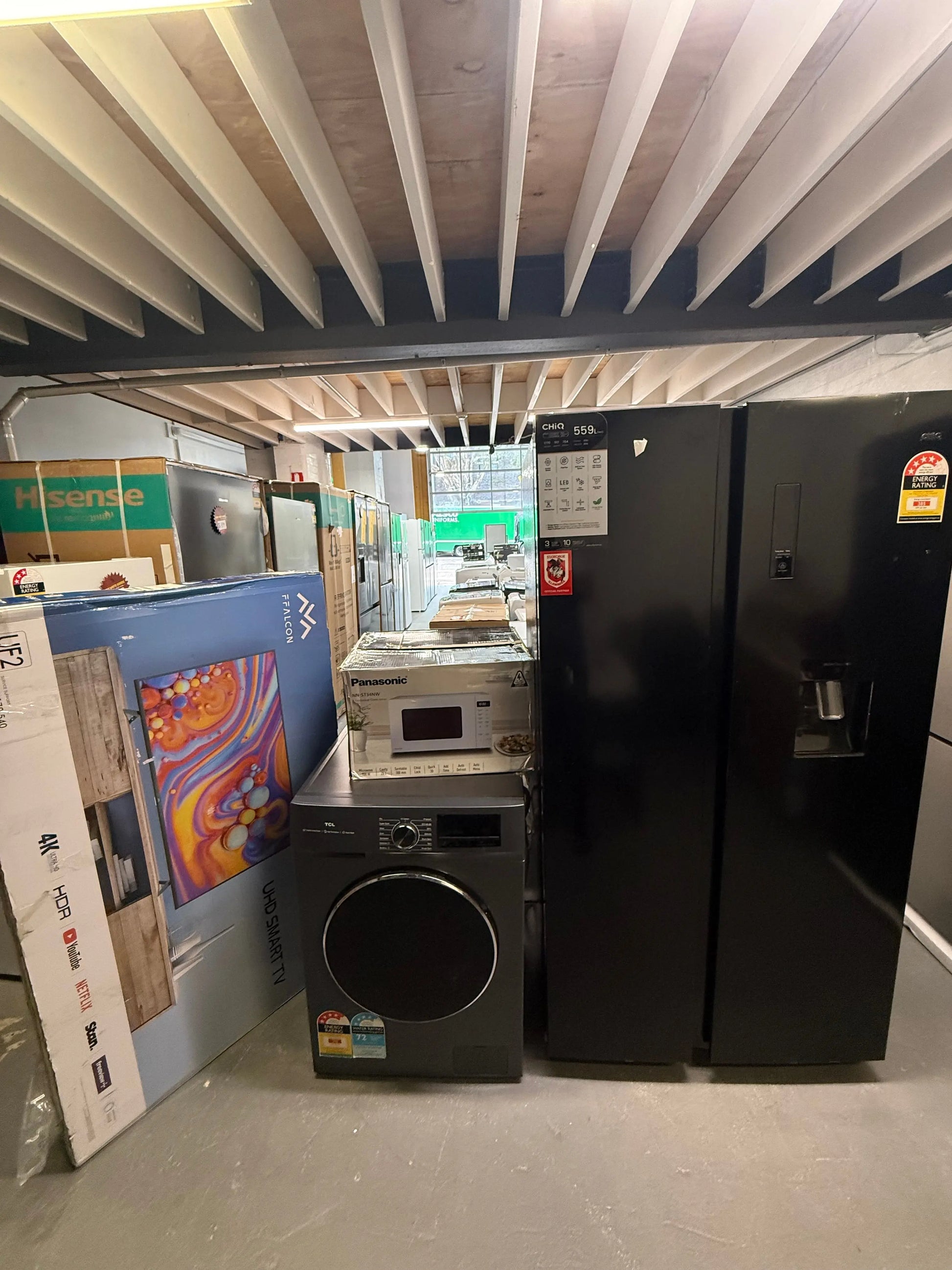 TCL 8.5 kgs washing machine Chiq 559L side by side door fridge freezer Falcon 55 inch Tv and free microwave | ALEXANDRIA