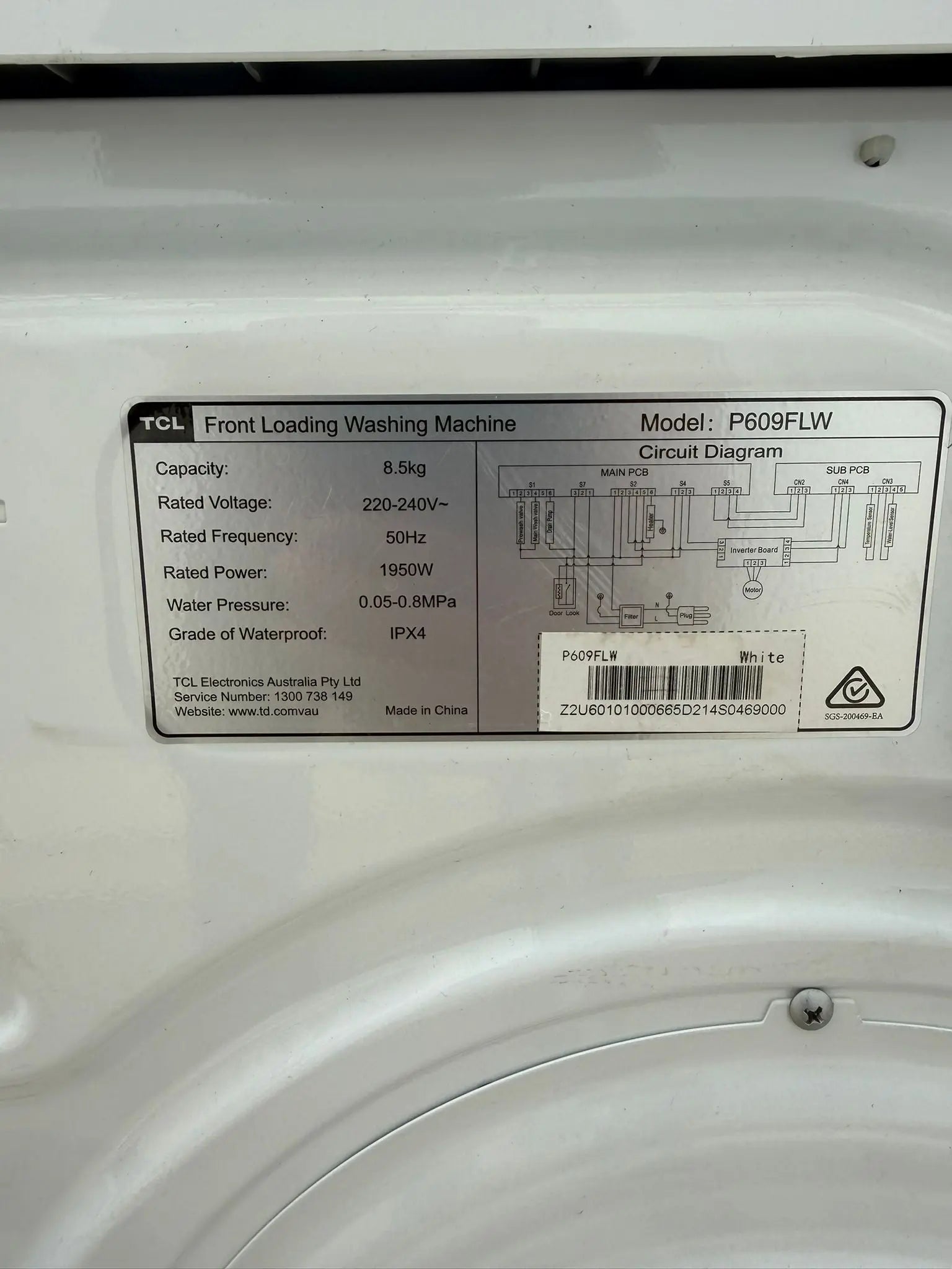 TCL 8.5kg Front Load Washing Machine – Refurbished | BRISBANE