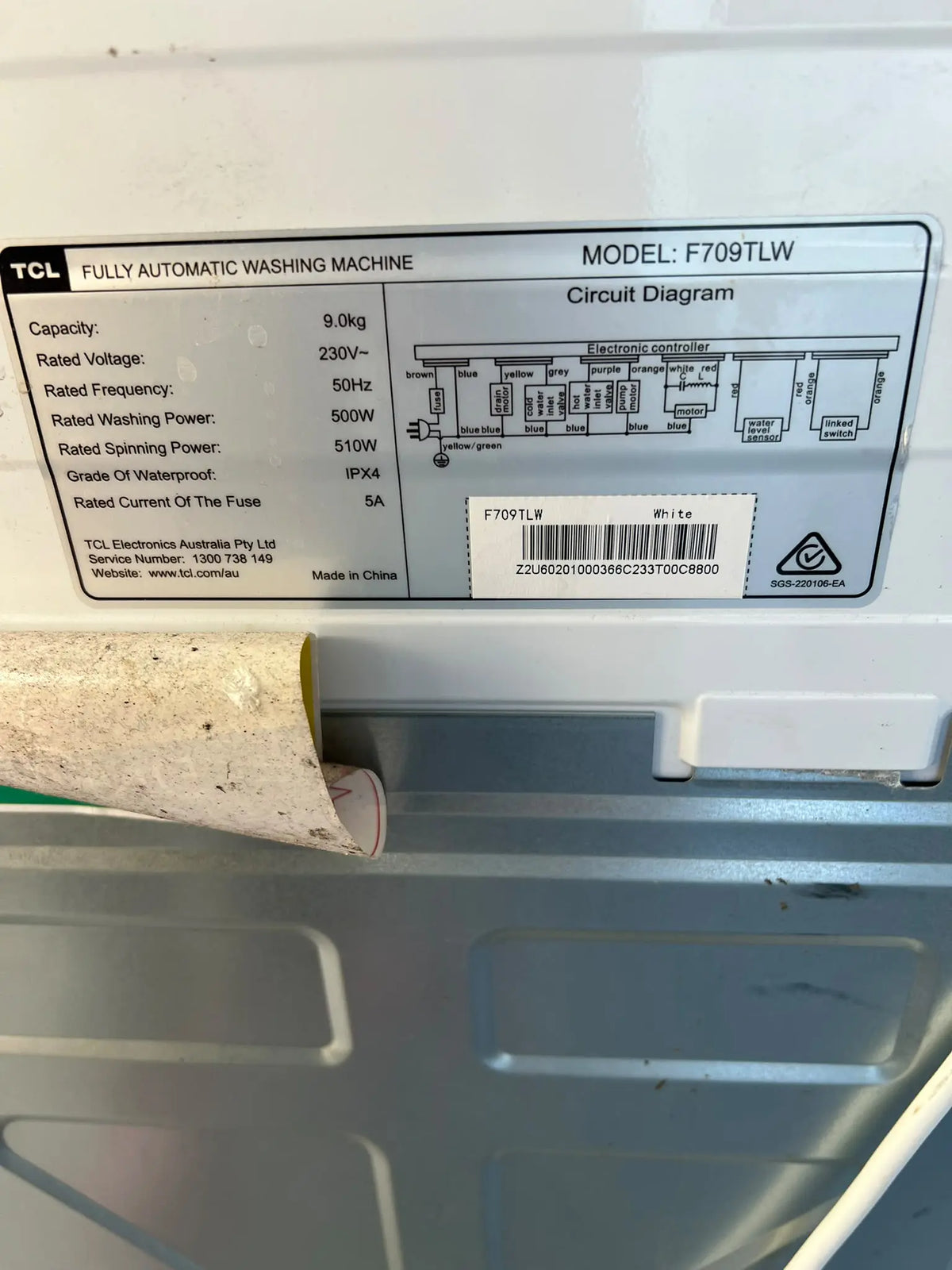 TCL F709TLW 9kg Top Load Washing Machine – Refurbished | ADELAIDE