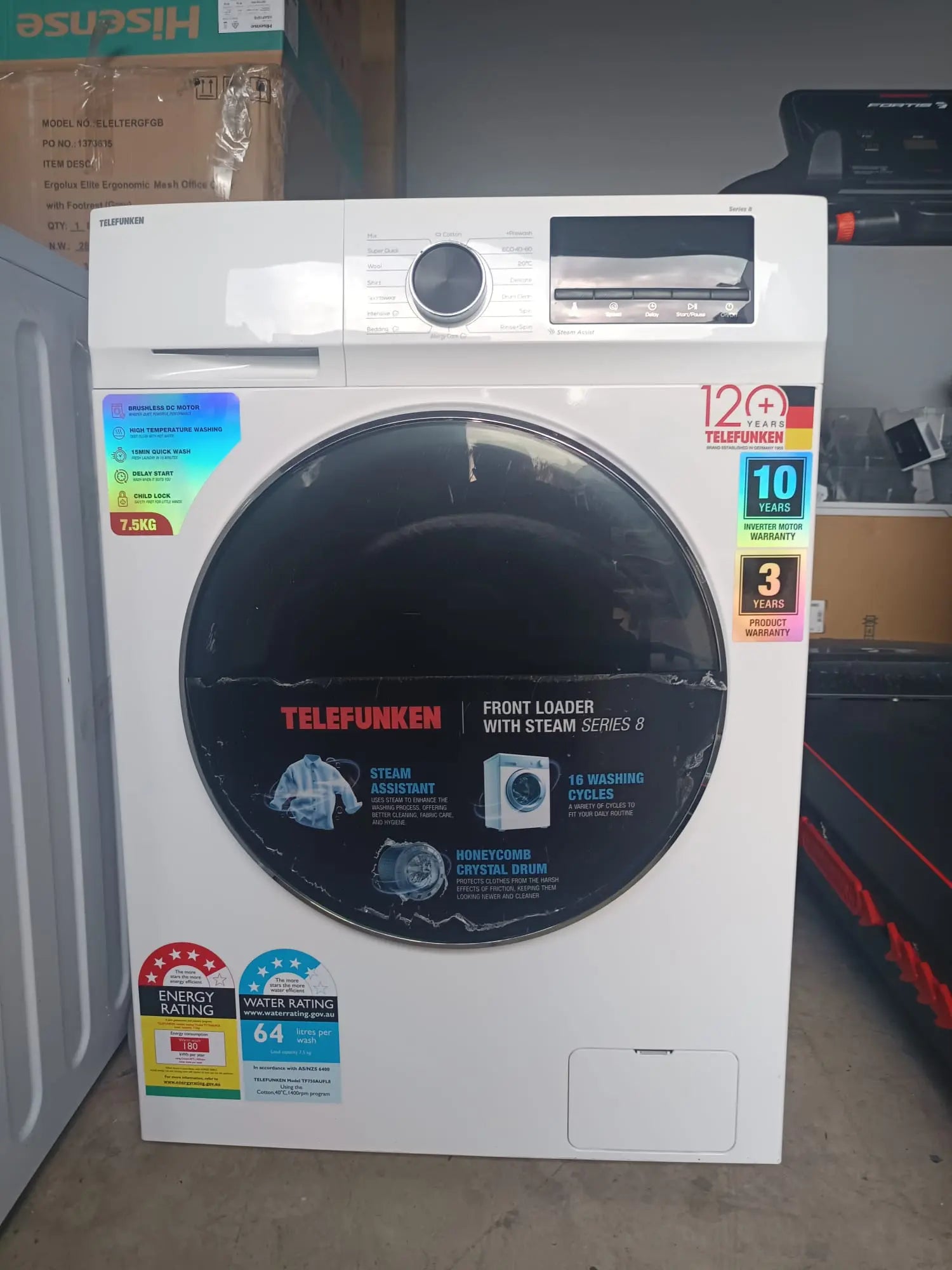Telefunken TF750AUFL8 7.5kg Front Load Washing Machine with Steam – Refurbished | MELBOURNE